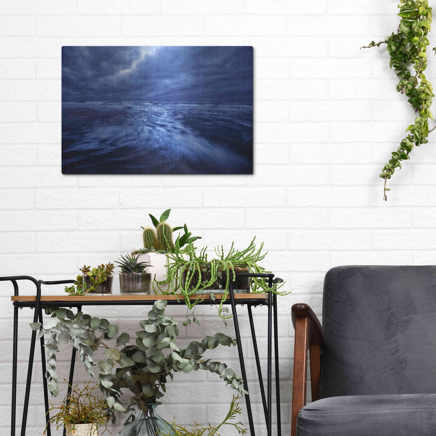 Luxe Metal Art 'Ocean Turmoil' by Thomas Haney, Metal Wall Art,16x12