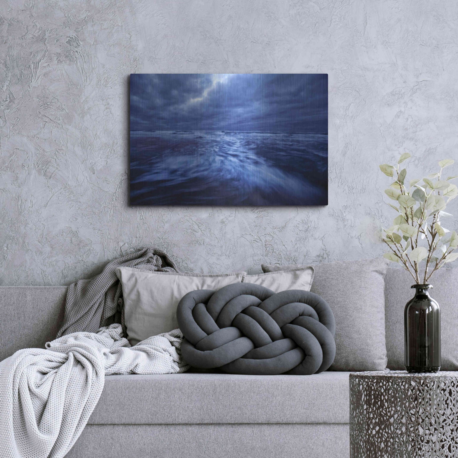 Luxe Metal Art 'Ocean Turmoil' by Thomas Haney, Metal Wall Art,36x24