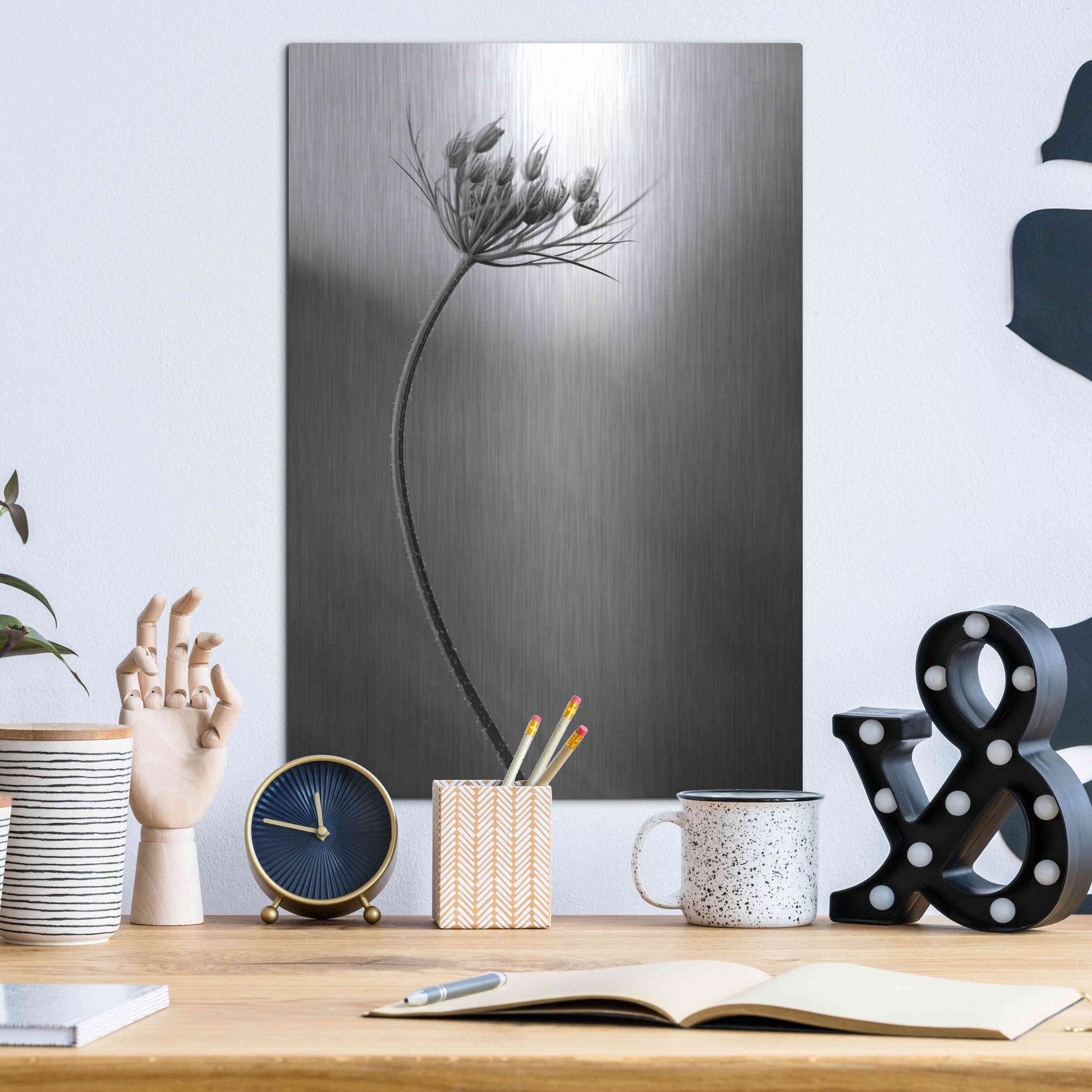 Luxe Metal Art 'Queen Anne's B&W' by Thomas Haney, Metal Wall Art,12x16