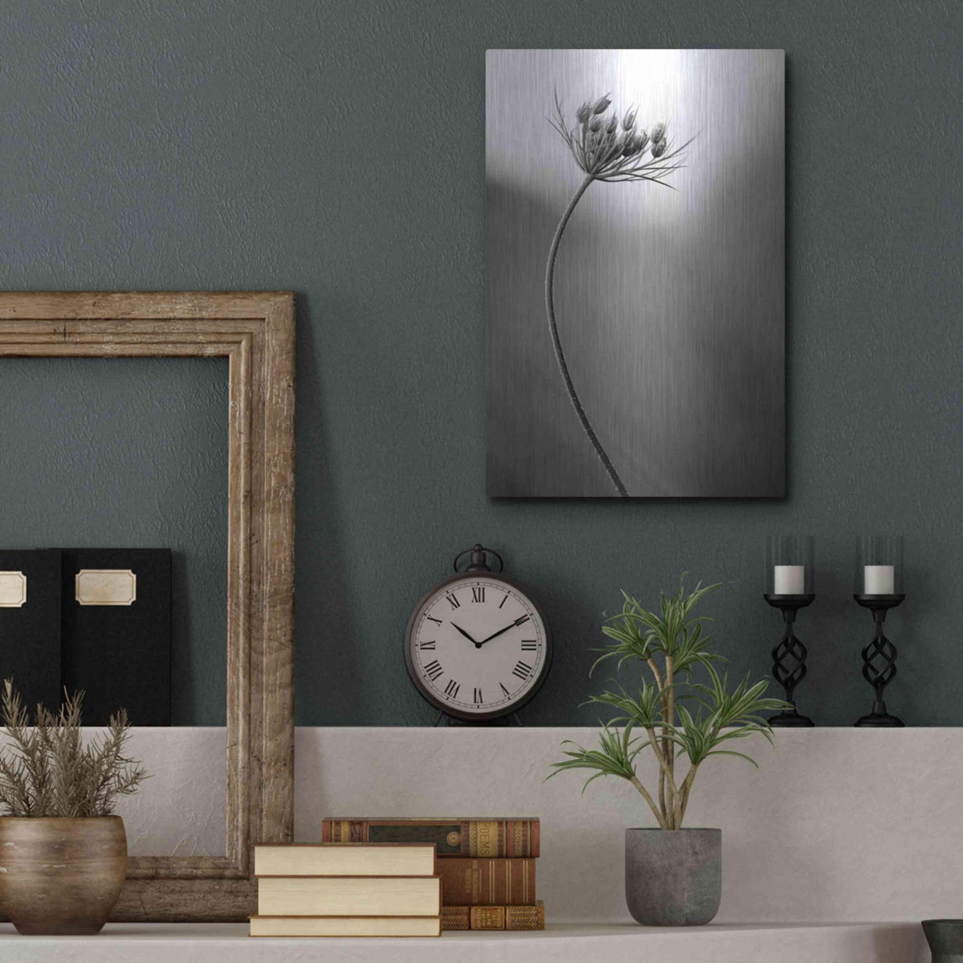 Luxe Metal Art 'Queen Anne's B&W' by Thomas Haney, Metal Wall Art,12x16