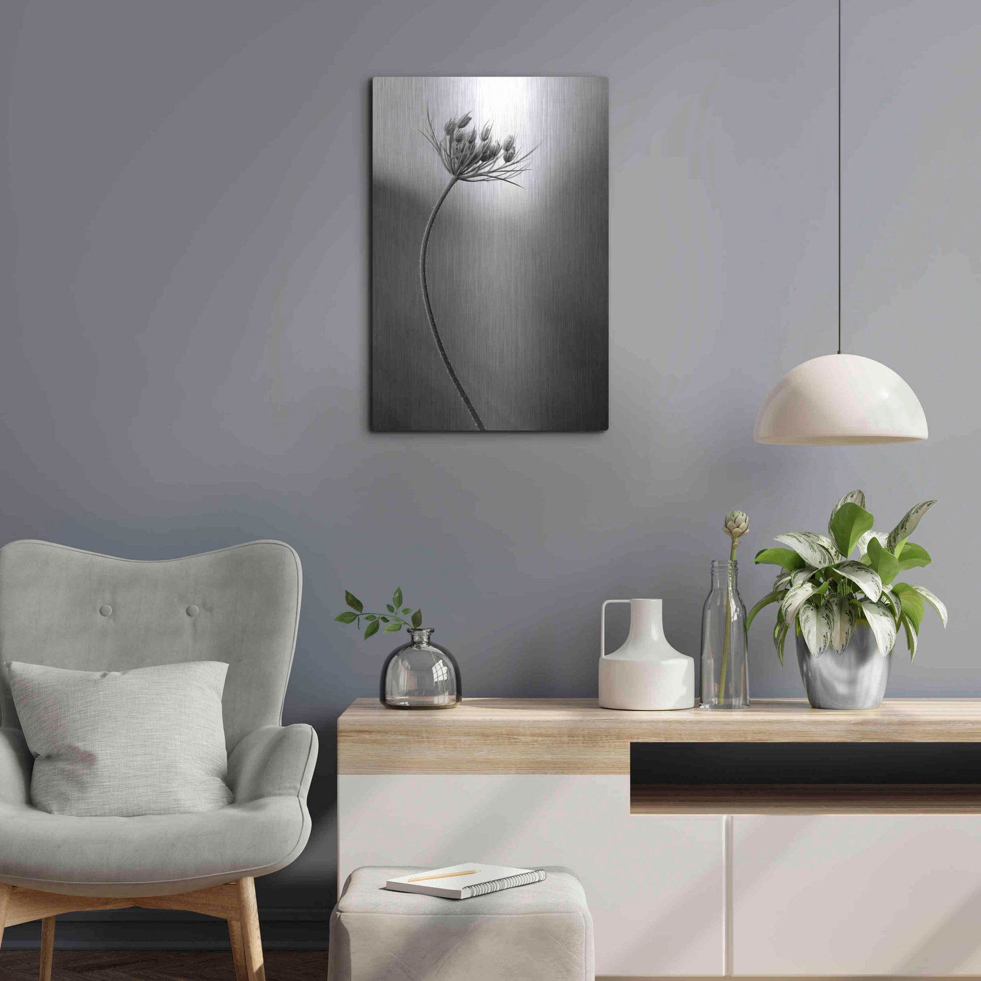 Luxe Metal Art 'Queen Anne's B&W' by Thomas Haney, Metal Wall Art,16x24