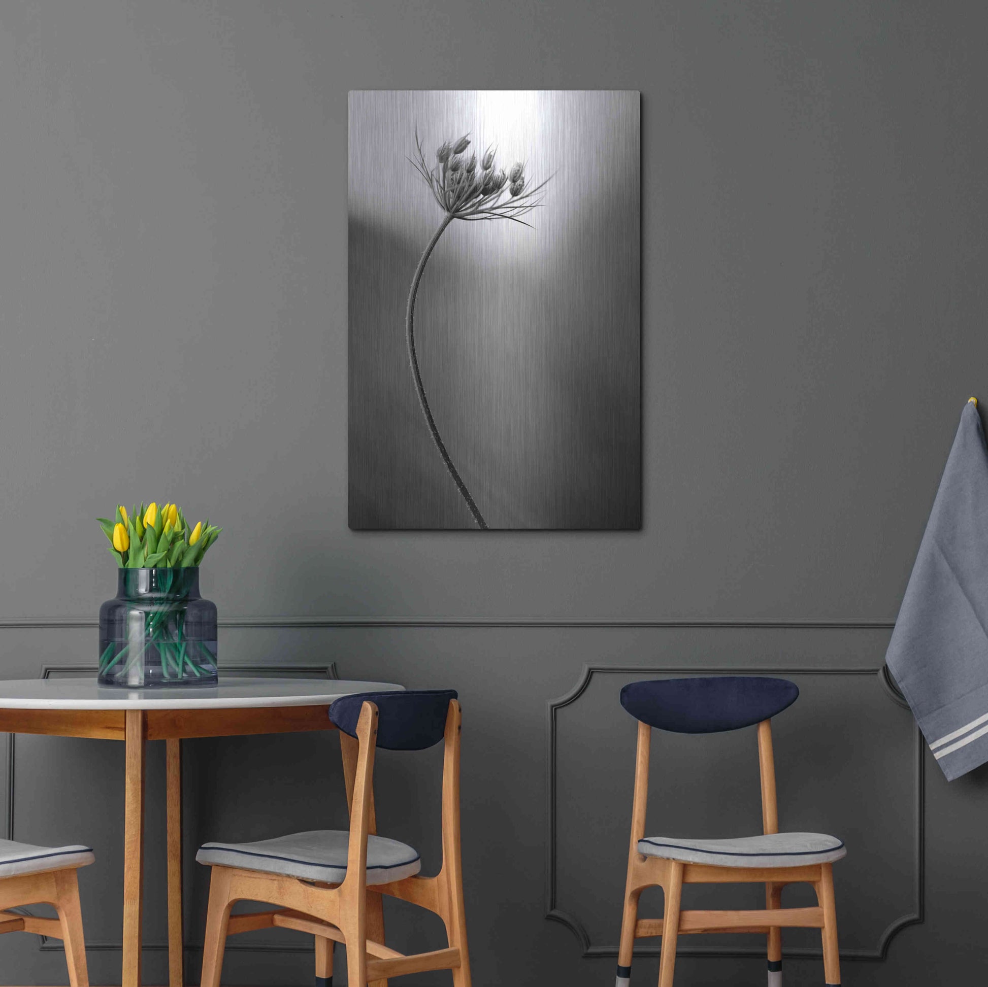 Luxe Metal Art 'Queen Anne's B&W' by Thomas Haney, Metal Wall Art,24x36