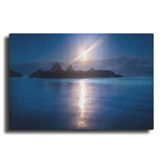 Luxe Metal Art 'Seal Rock Vert Moon Streak' by Thomas Haney, Metal Wall Art