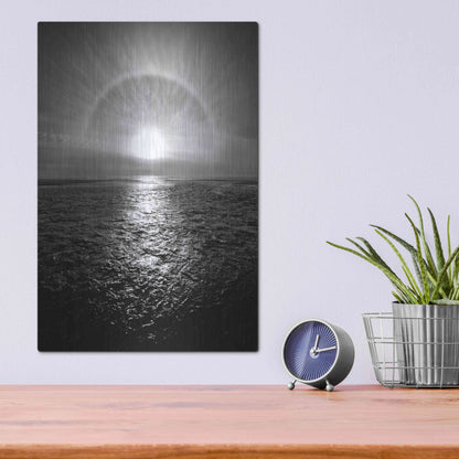 Luxe Metal Art 'Sun Halo Streak Silver' by Thomas Haney, Metal Wall Art,12x16