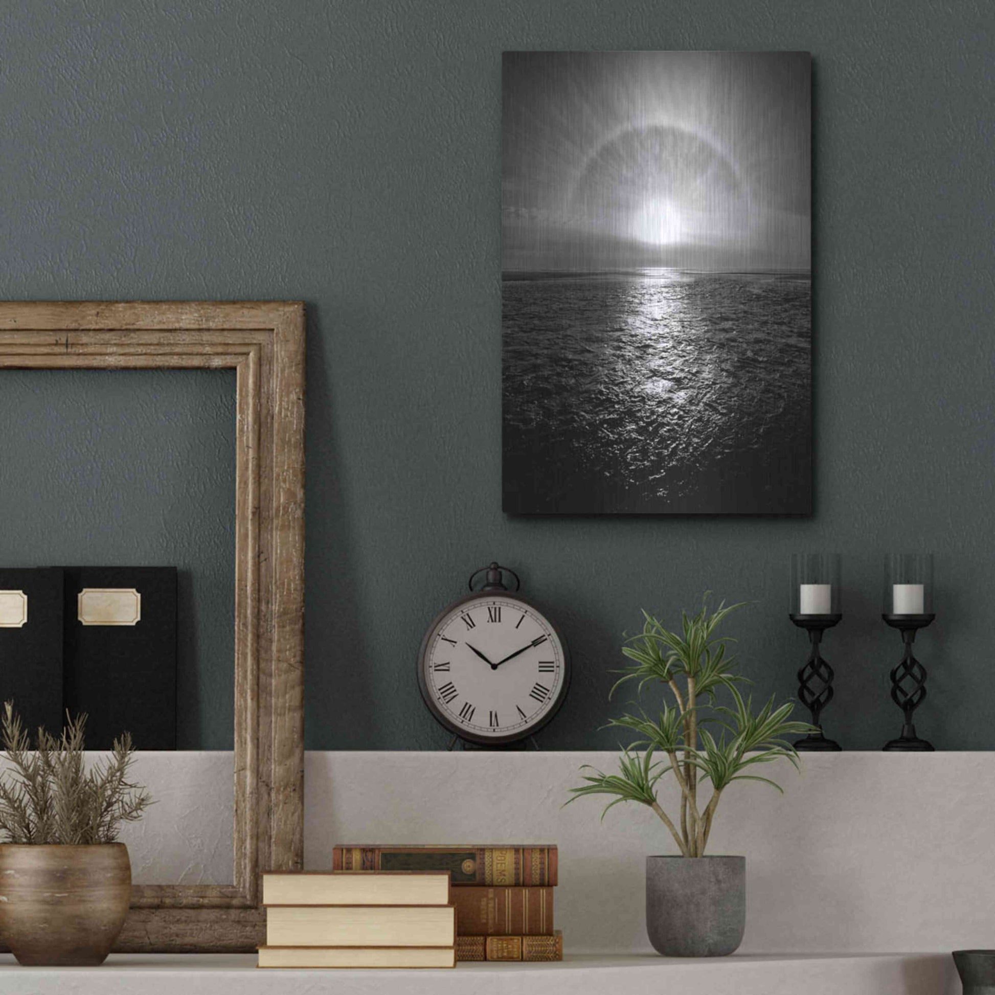 Luxe Metal Art 'Sun Halo Streak Silver' by Thomas Haney, Metal Wall Art,12x16