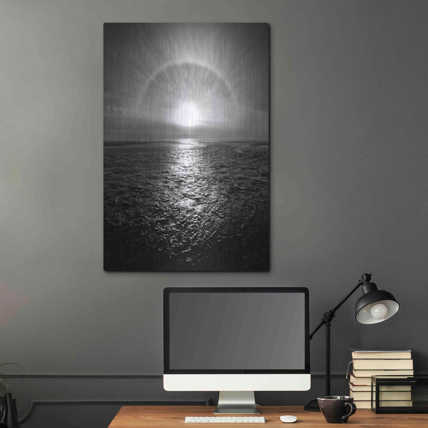 Luxe Metal Art 'Sun Halo Streak Silver' by Thomas Haney, Metal Wall Art,24x36