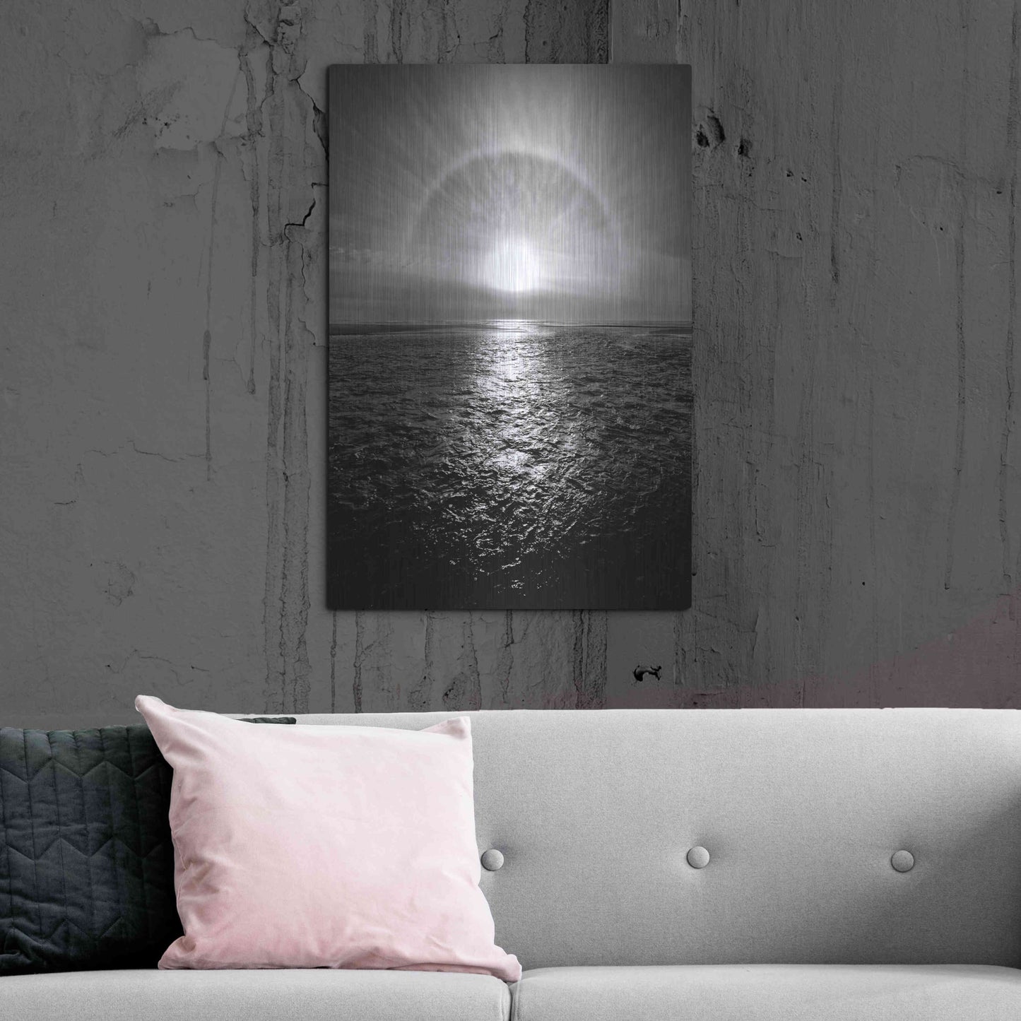 Luxe Metal Art 'Sun Halo Streak Silver' by Thomas Haney, Metal Wall Art,24x36