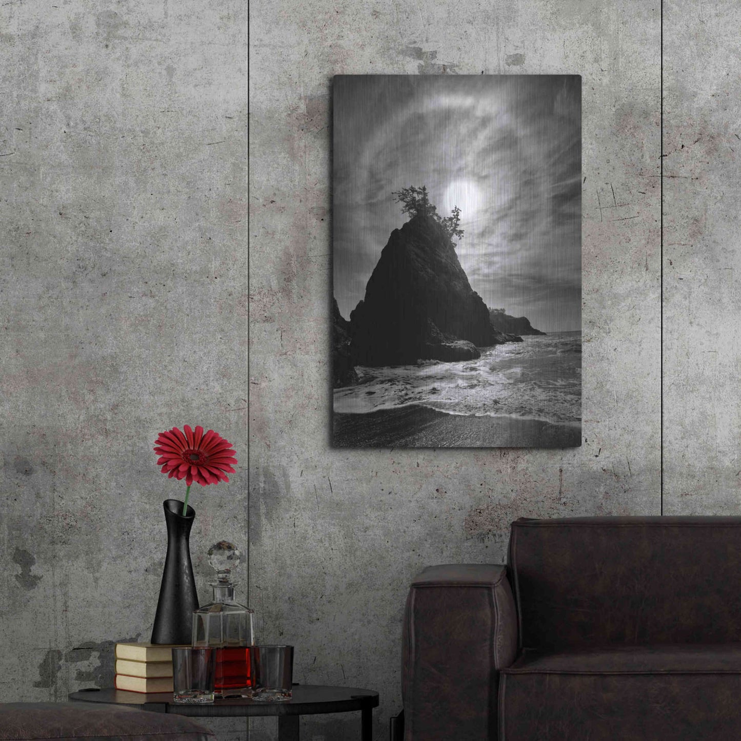 Luxe Metal Art 'Sun Halo 2 Proc B&W' by Thomas Haney, Metal Wall Art,24x36