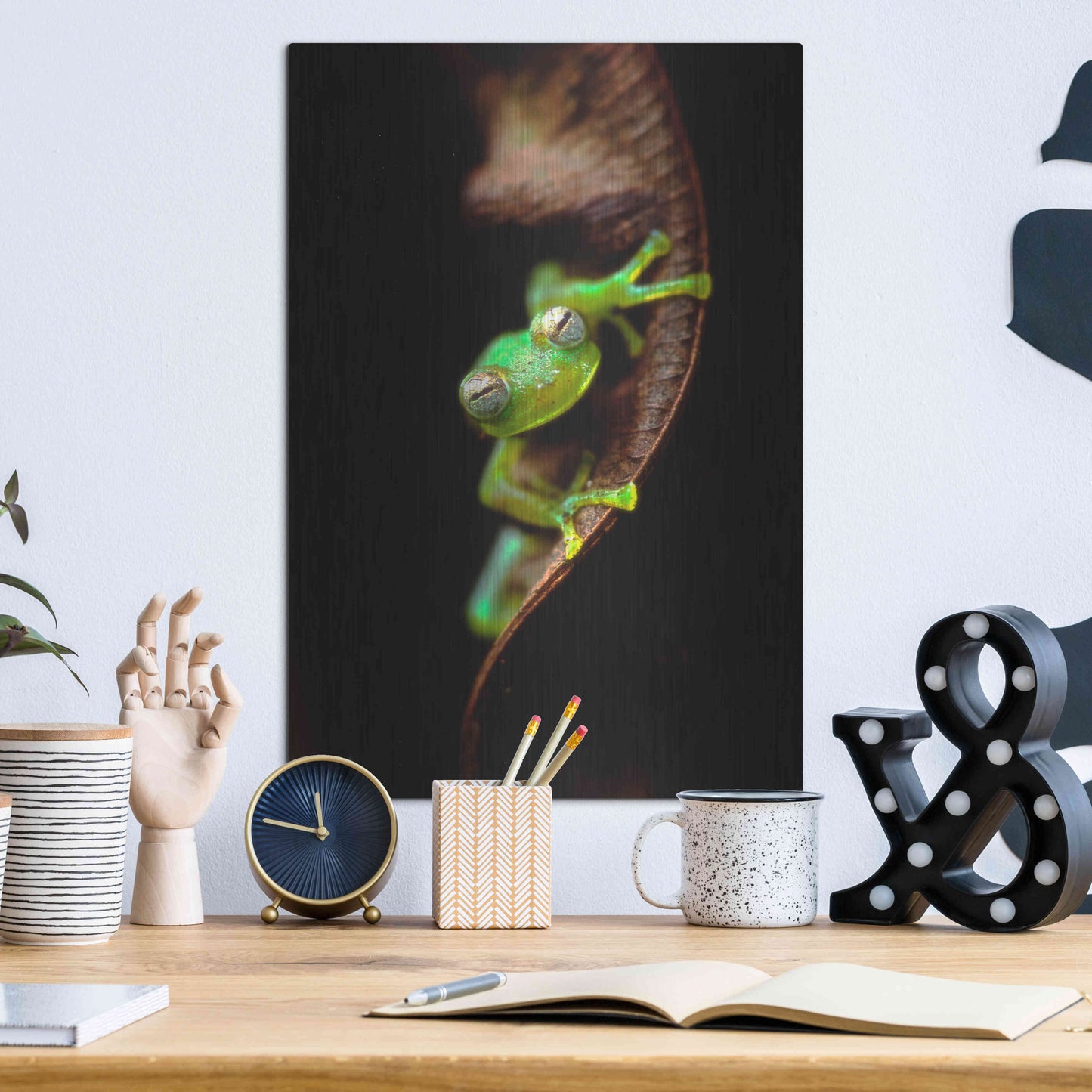 Luxe Metal Art 'Frog Portrait' by Thomas Haney, Metal Wall Art,12x16