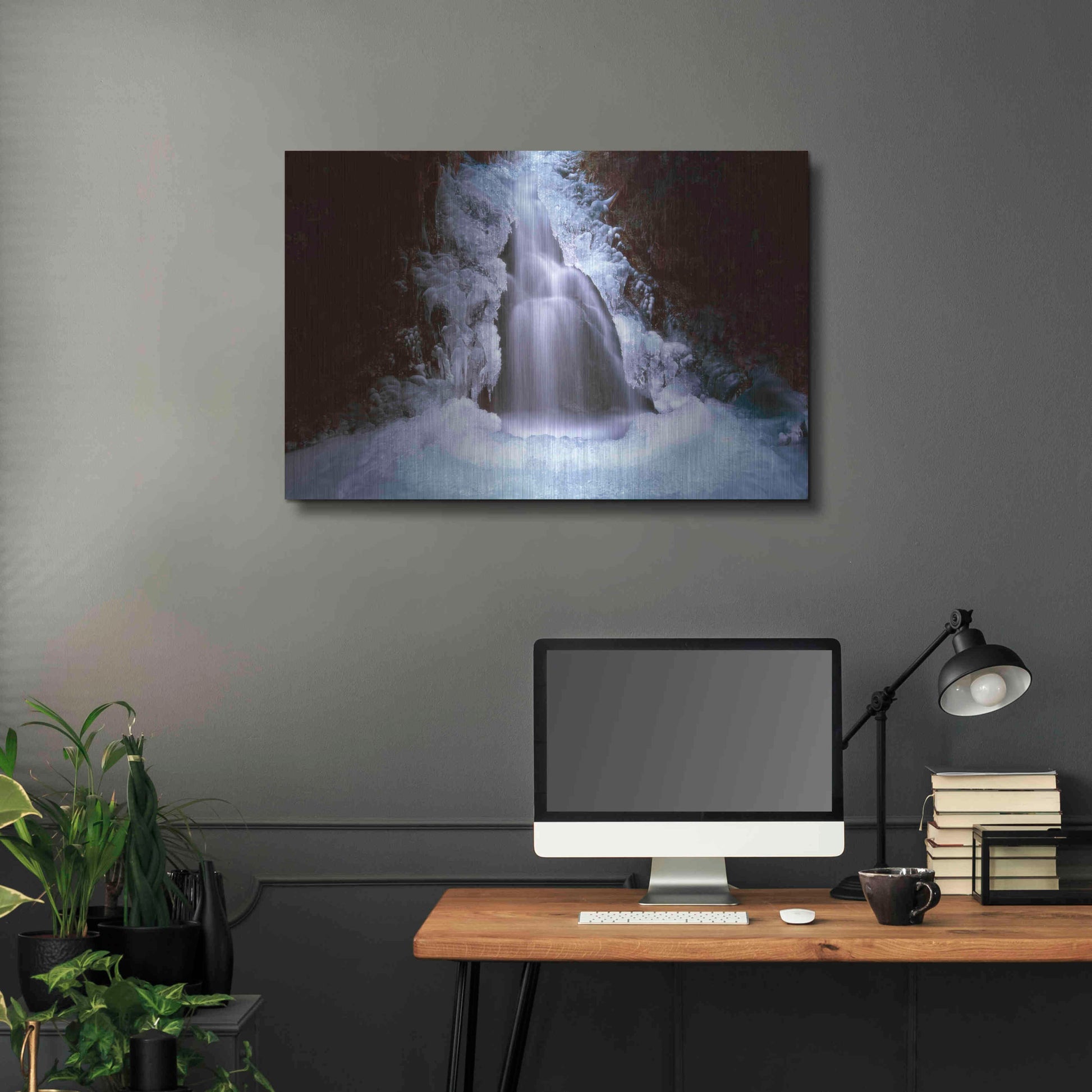 Luxe Metal Art 'Ice Fall 3' by Thomas Haney, Metal Wall Art,36x24