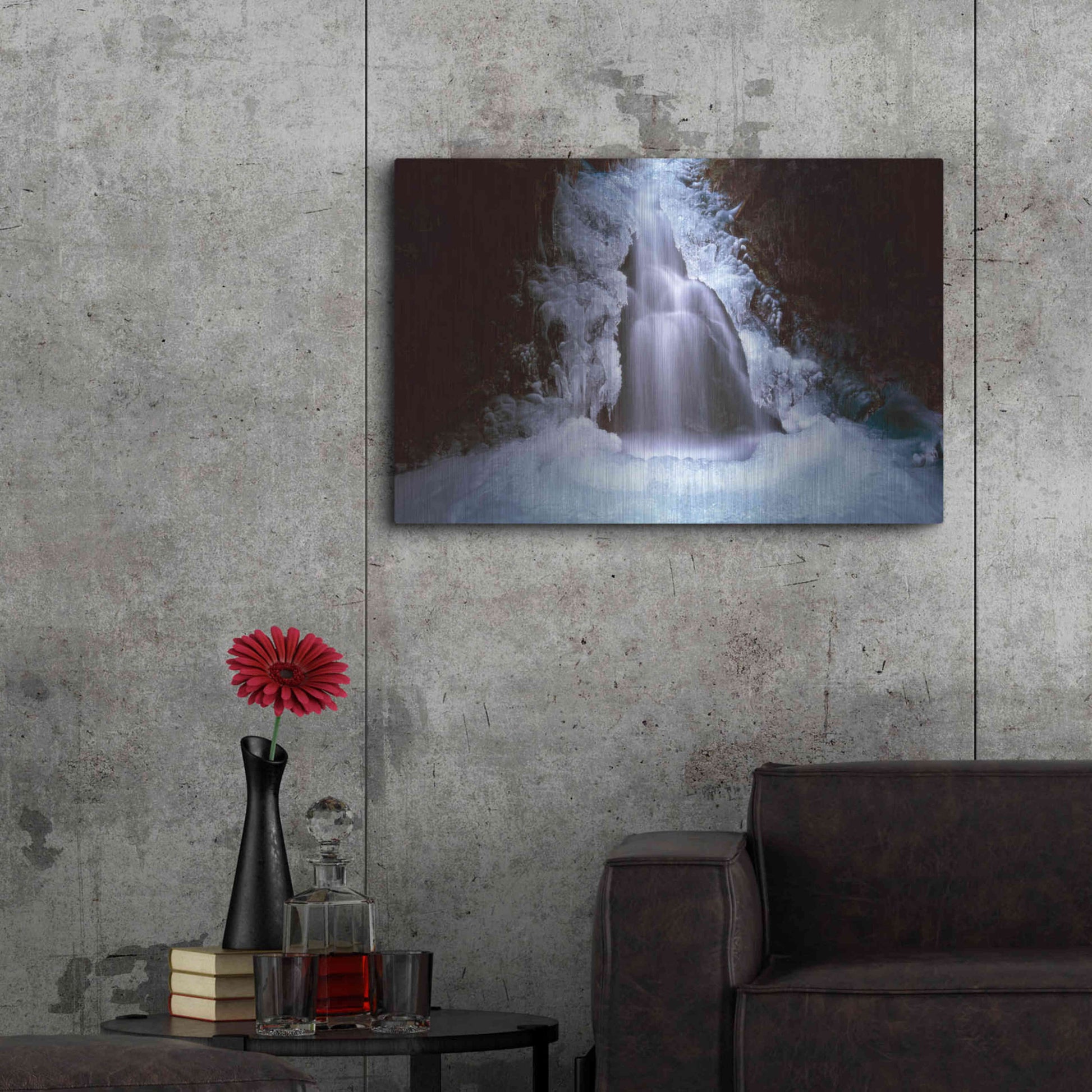 Luxe Metal Art 'Ice Fall 3' by Thomas Haney, Metal Wall Art,36x24