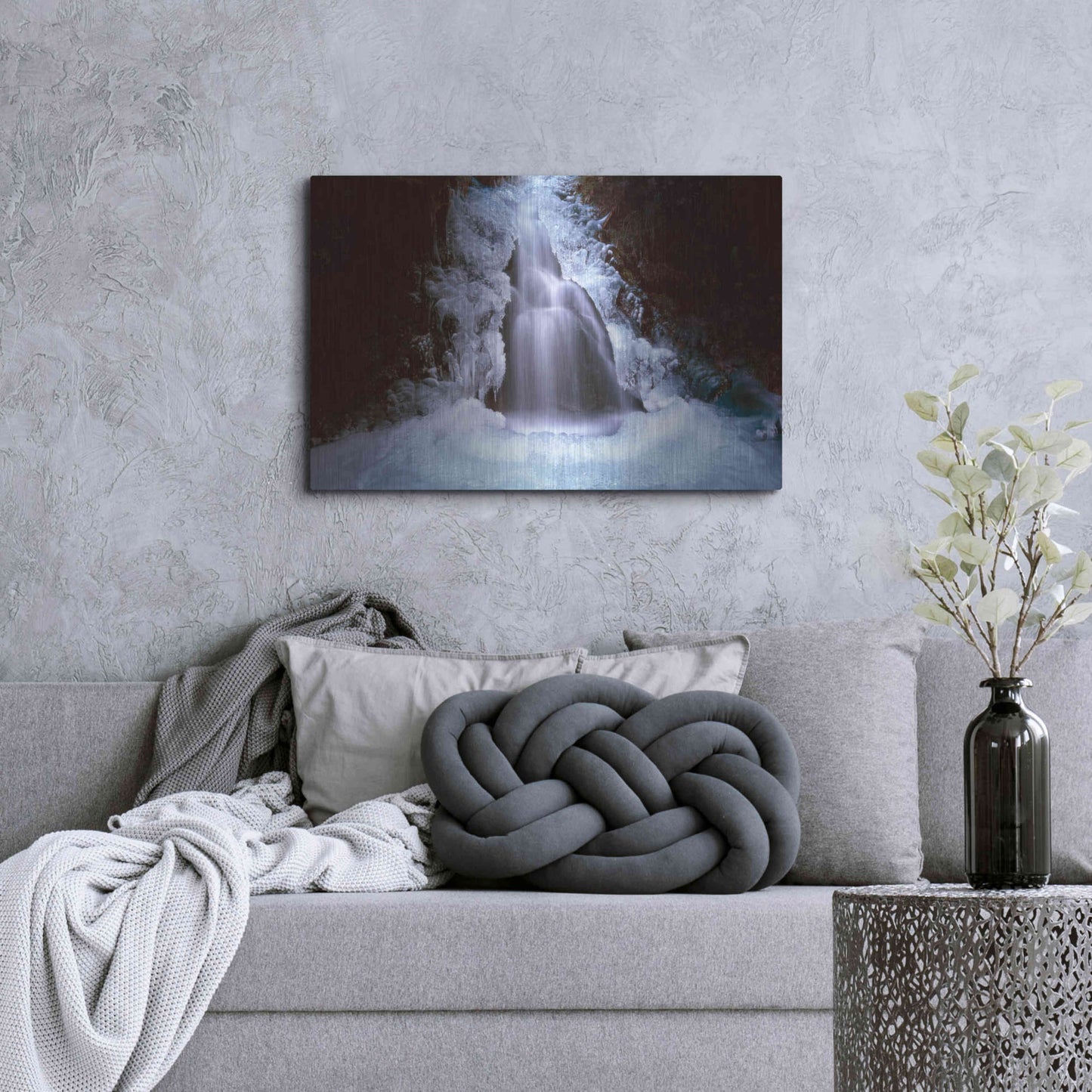 Luxe Metal Art 'Ice Fall 3' by Thomas Haney, Metal Wall Art,36x24