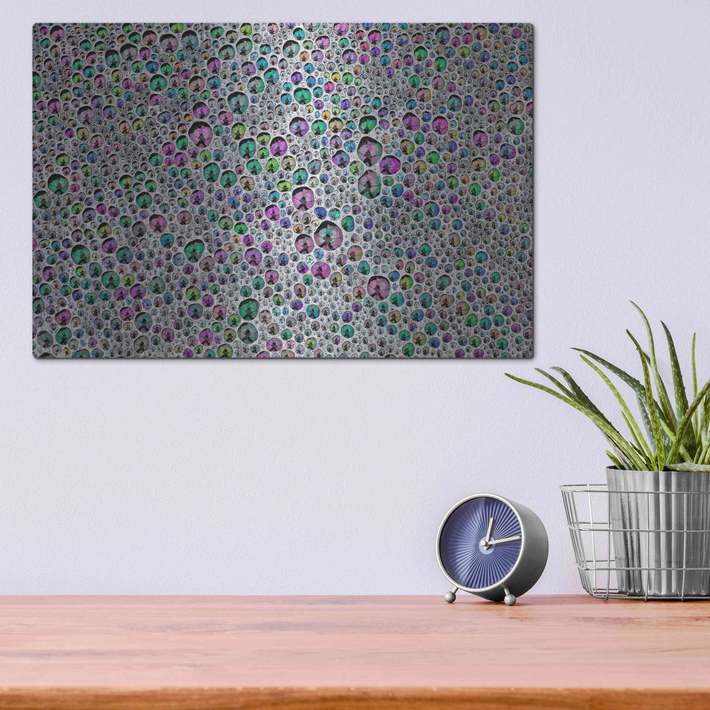 Luxe Metal Art 'Vibrant Sea Foam' by Thomas Haney, Metal Wall Art,16x12