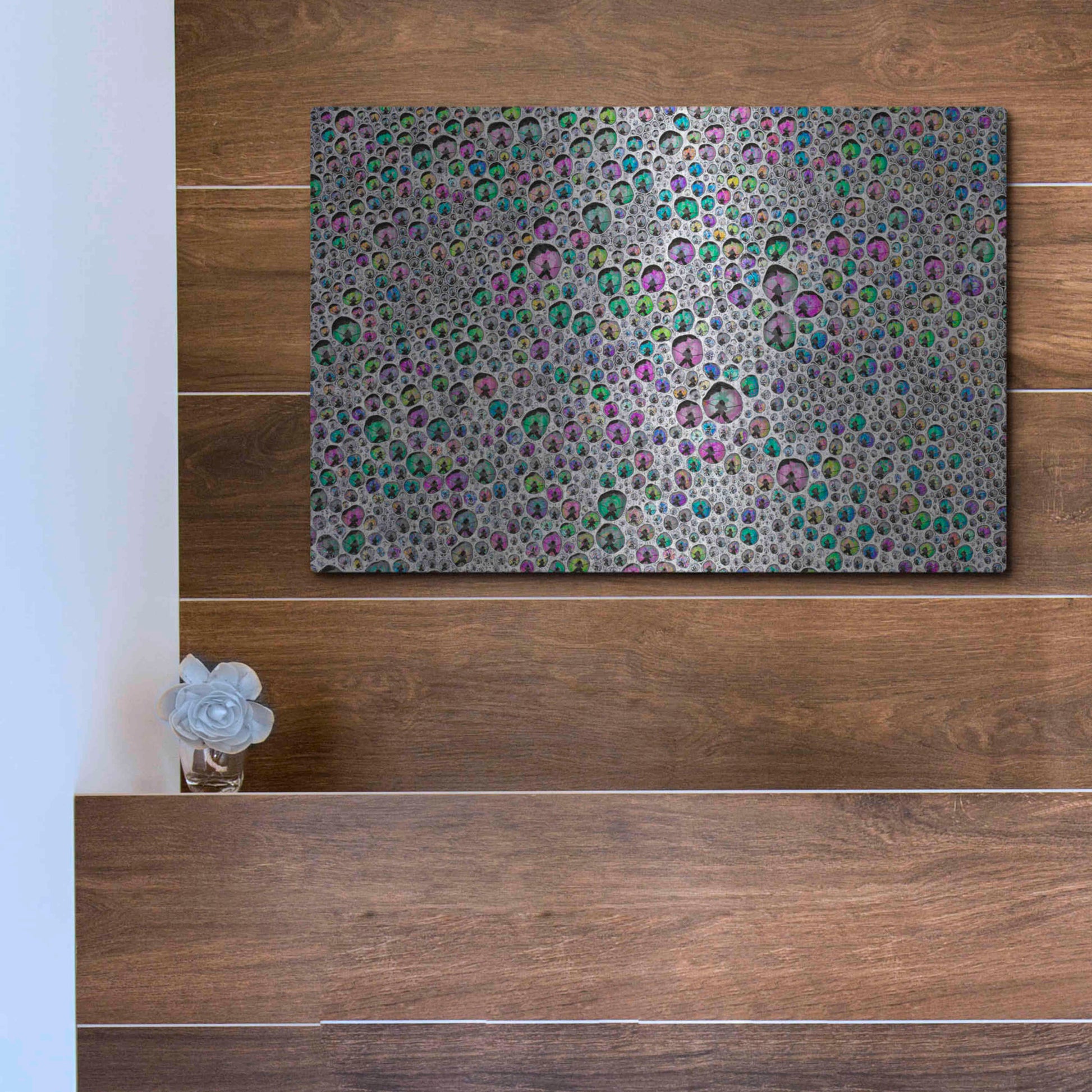 Luxe Metal Art 'Vibrant Sea Foam' by Thomas Haney, Metal Wall Art,16x12