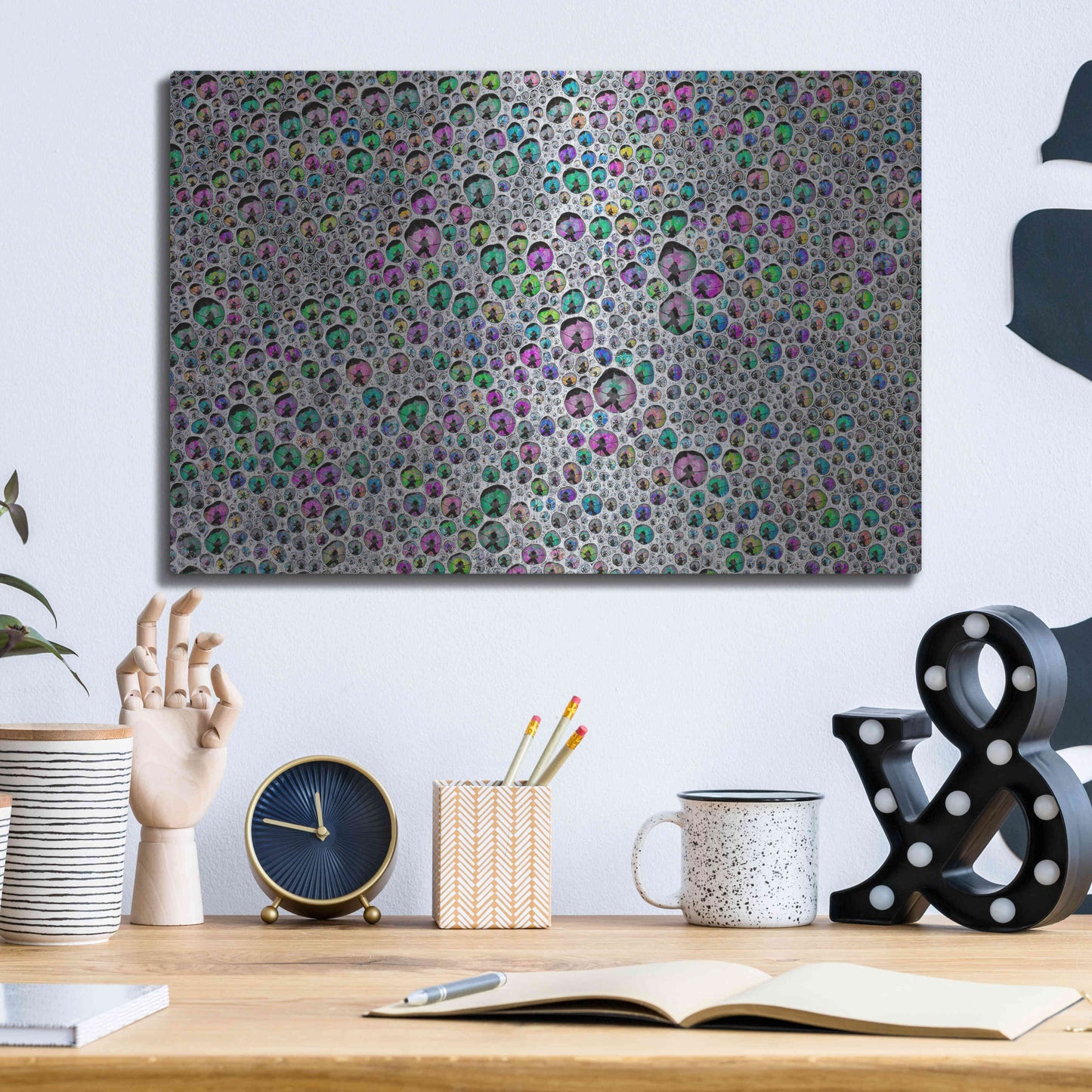 Luxe Metal Art 'Vibrant Sea Foam' by Thomas Haney, Metal Wall Art,16x12