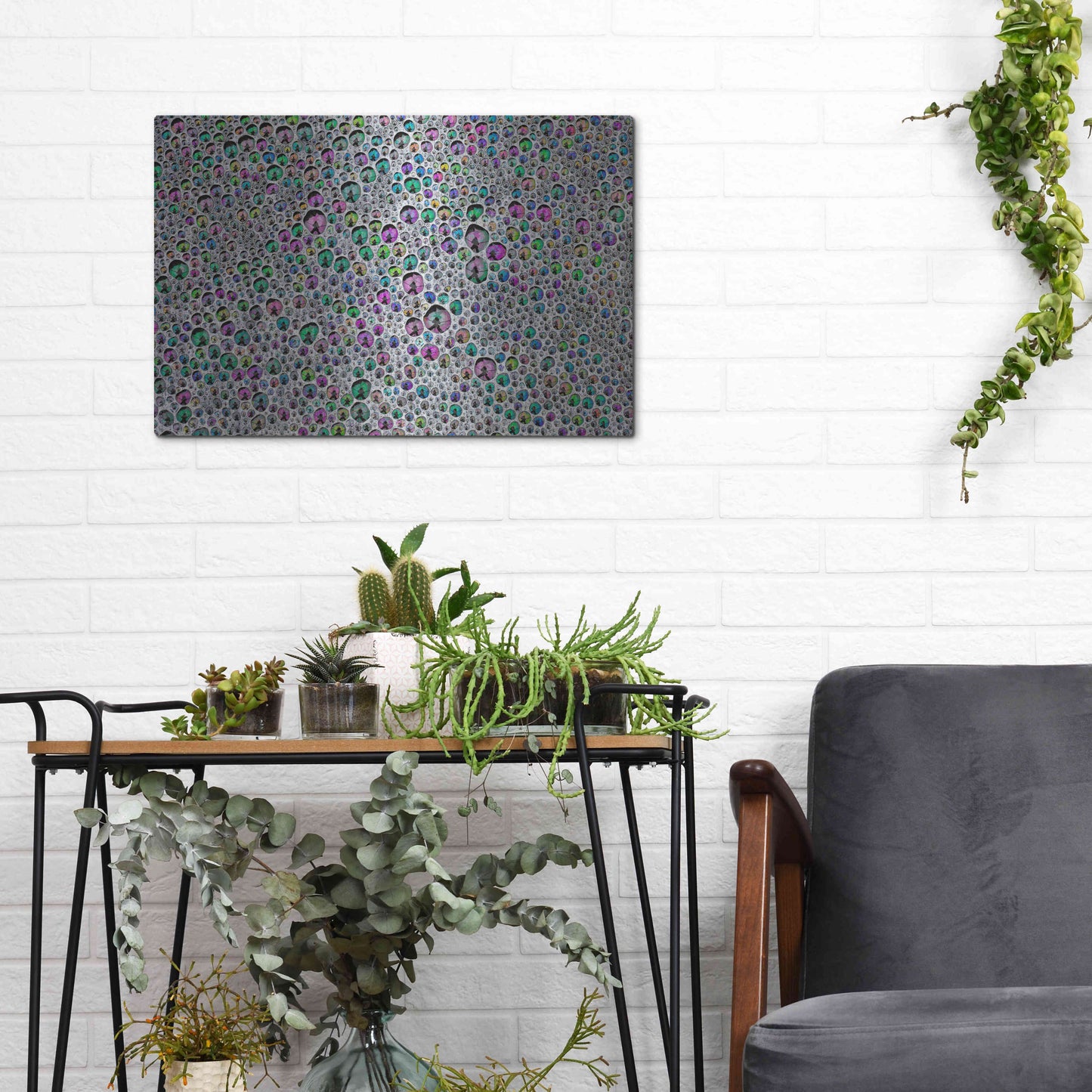 Luxe Metal Art 'Vibrant Sea Foam' by Thomas Haney, Metal Wall Art,16x12