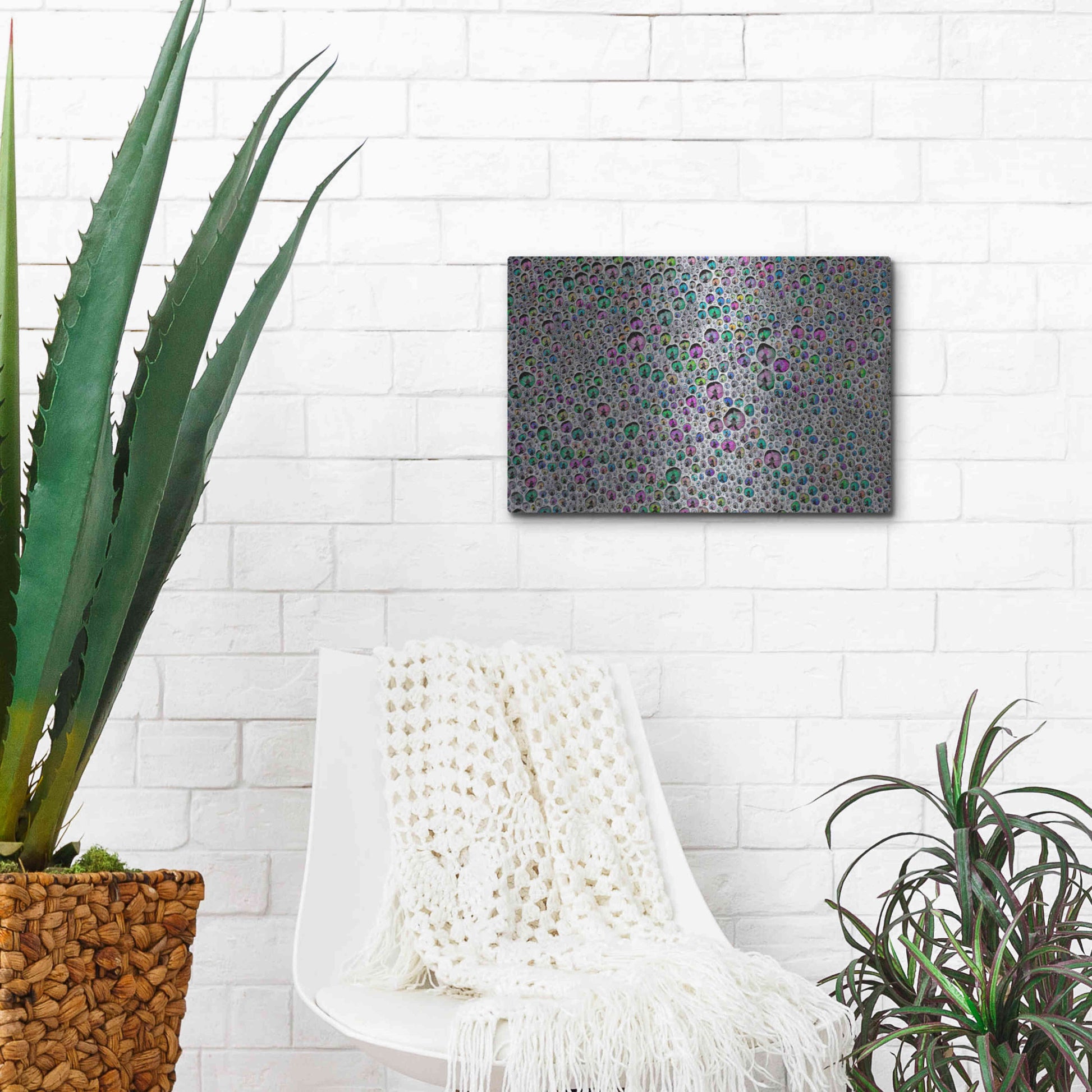 Luxe Metal Art 'Vibrant Sea Foam' by Thomas Haney, Metal Wall Art,16x12