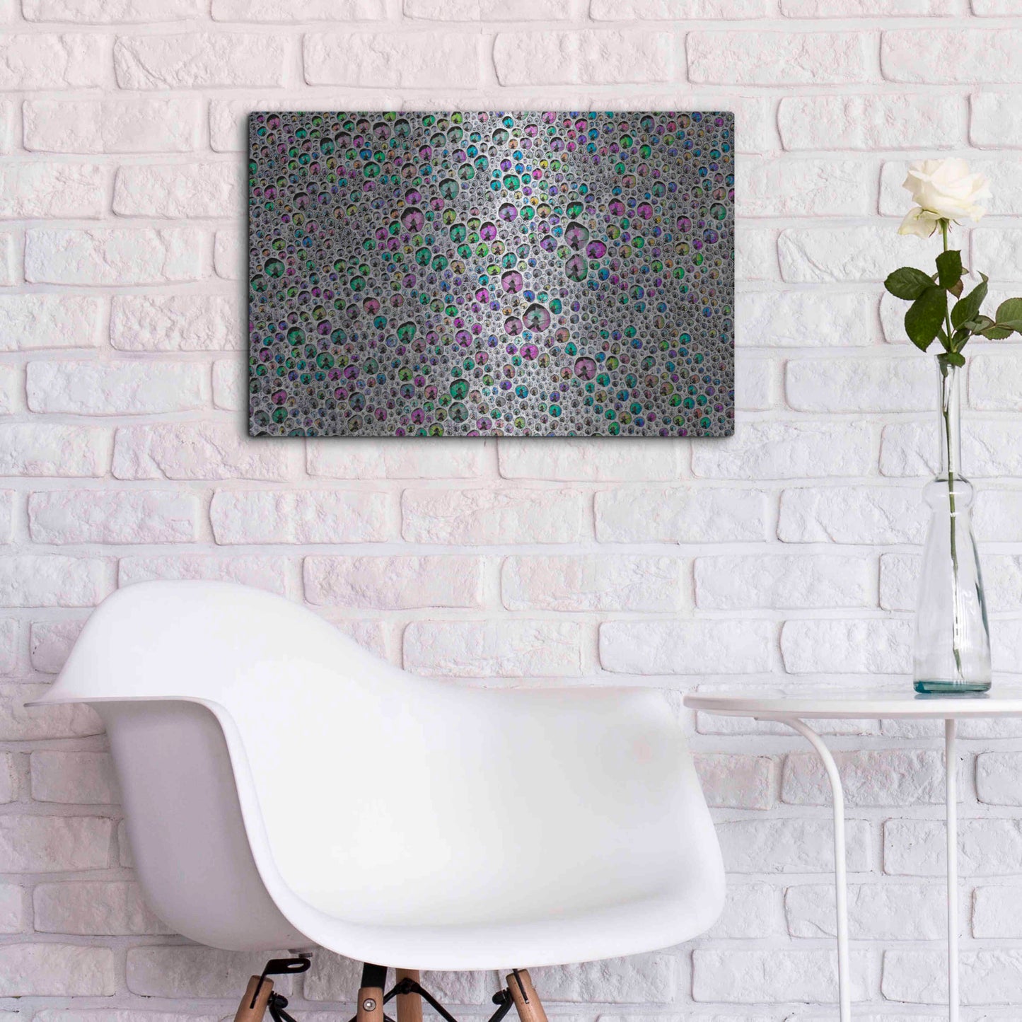 Luxe Metal Art 'Vibrant Sea Foam' by Thomas Haney, Metal Wall Art,24x16