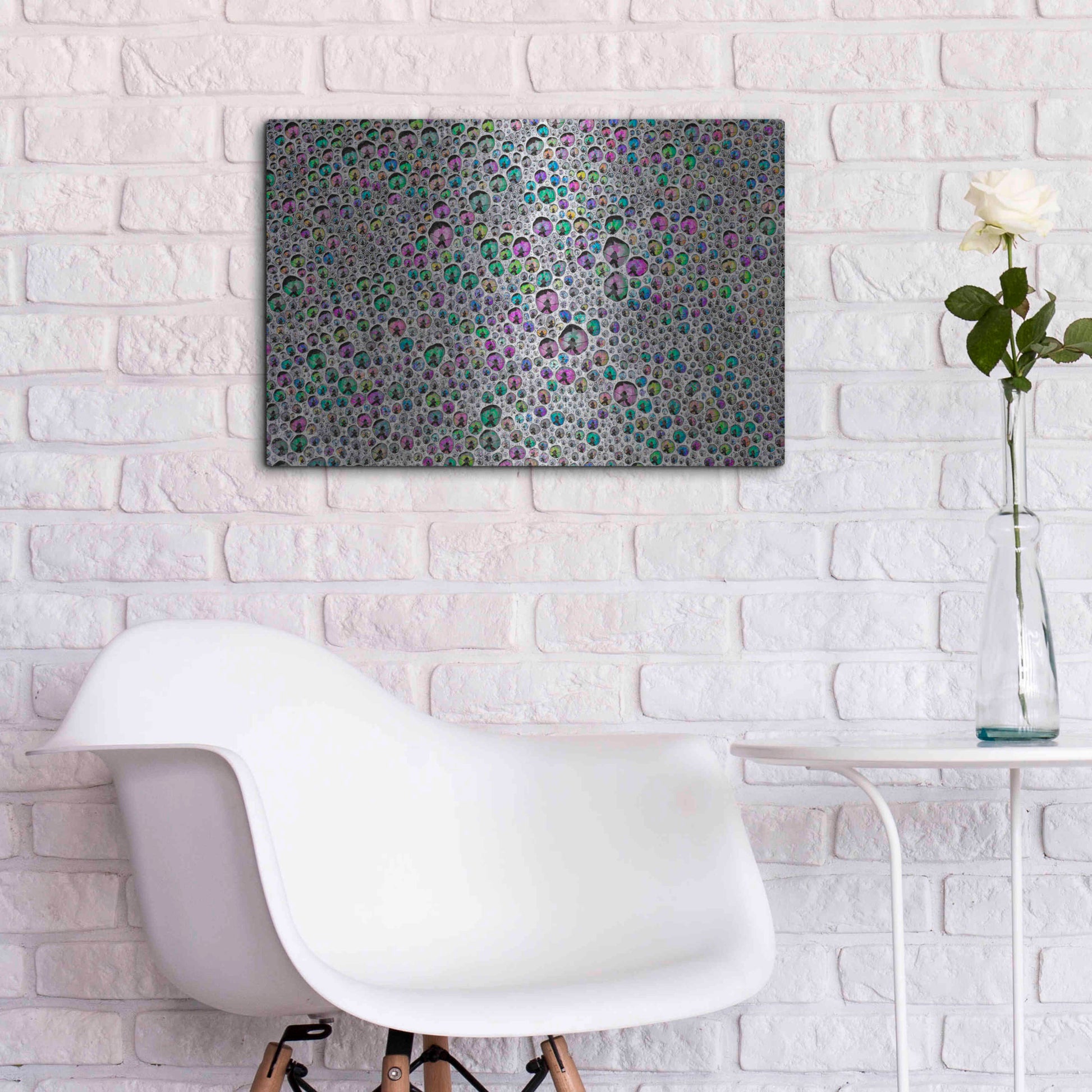 Luxe Metal Art 'Vibrant Sea Foam' by Thomas Haney, Metal Wall Art,24x16