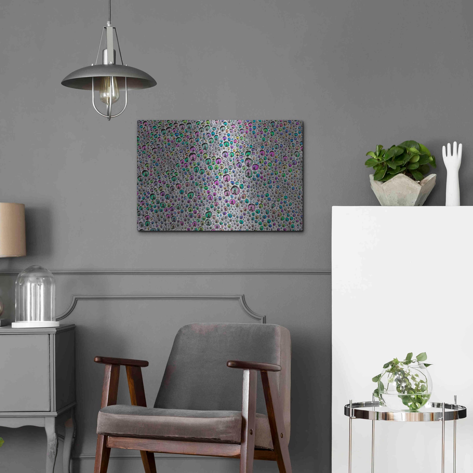 Luxe Metal Art 'Vibrant Sea Foam' by Thomas Haney, Metal Wall Art,24x16