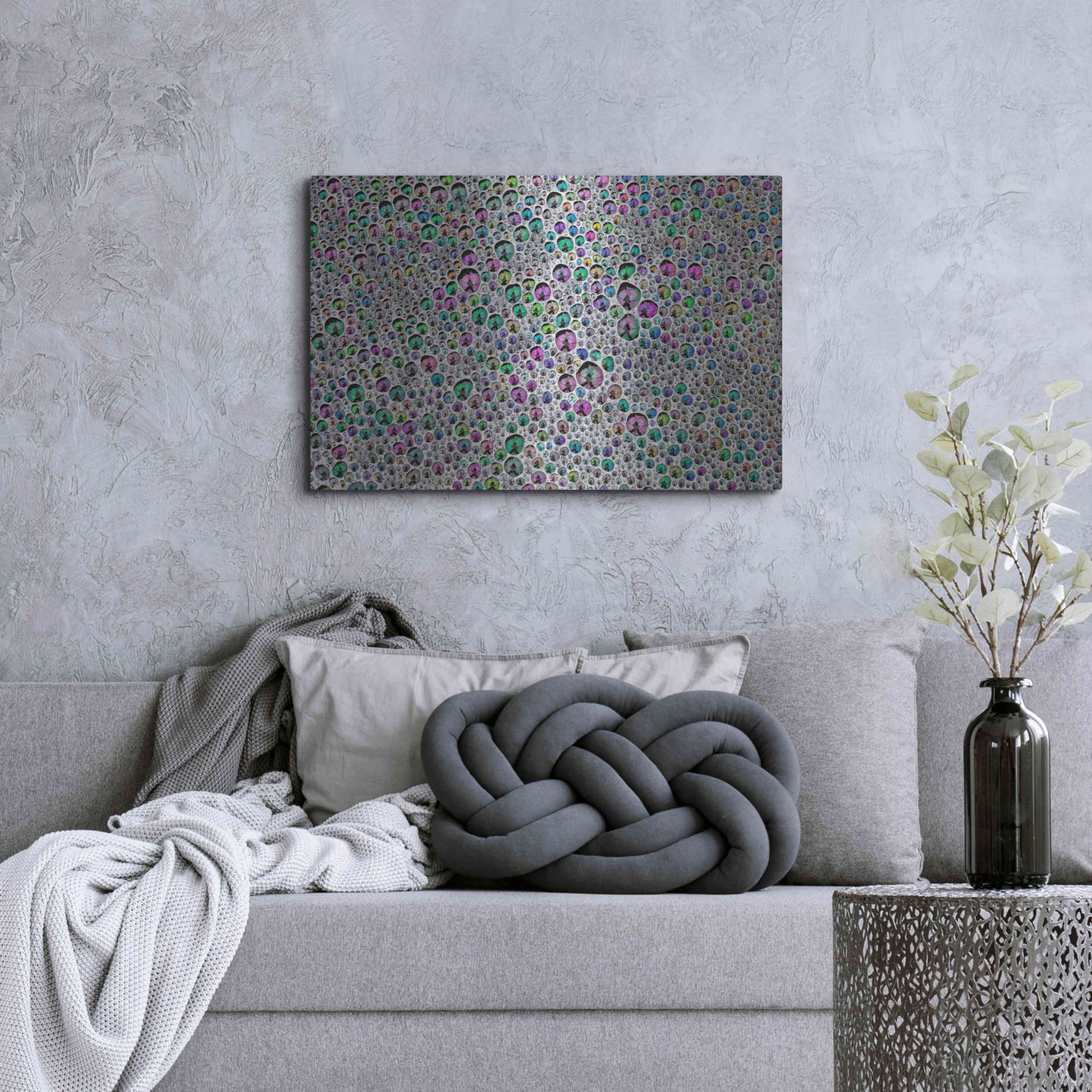 Luxe Metal Art 'Vibrant Sea Foam' by Thomas Haney, Metal Wall Art,36x24