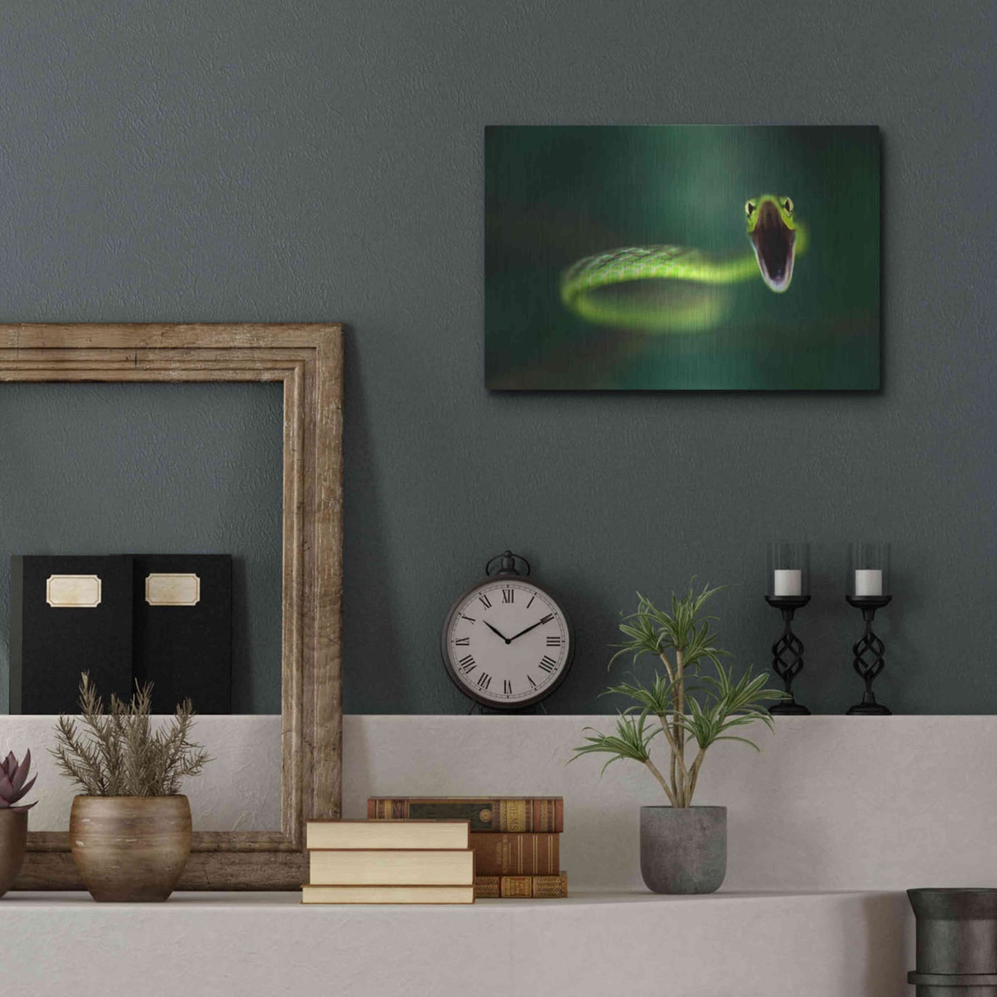 Luxe Metal Art 'Vine Snake' by Thomas Haney, Metal Wall Art,16x12