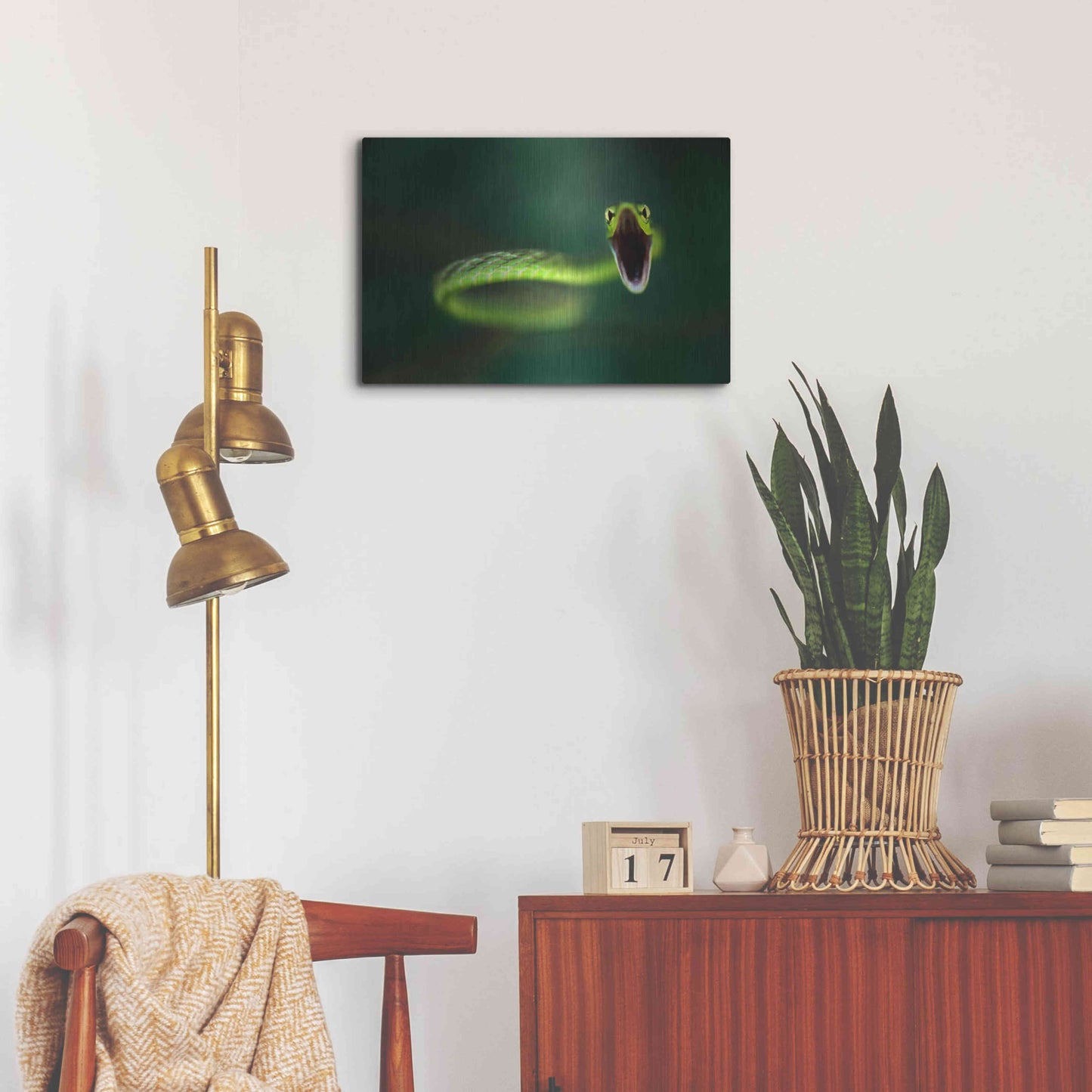 Luxe Metal Art 'Vine Snake' by Thomas Haney, Metal Wall Art,24x16