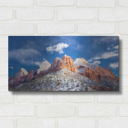 Luxe Metal Art 'Zion Mountain Clouds' by Thomas Haney, Metal Wall Art,24x12