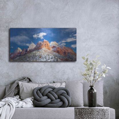 Luxe Metal Art 'Zion Mountain Clouds' by Thomas Haney, Metal Wall Art,48x24