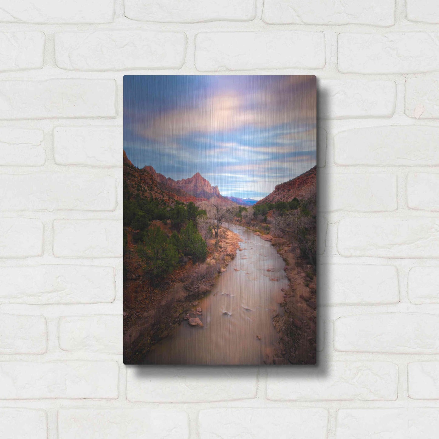 Luxe Metal Art 'Zion River Vert' by Thomas Haney, Metal Wall Art,12x16