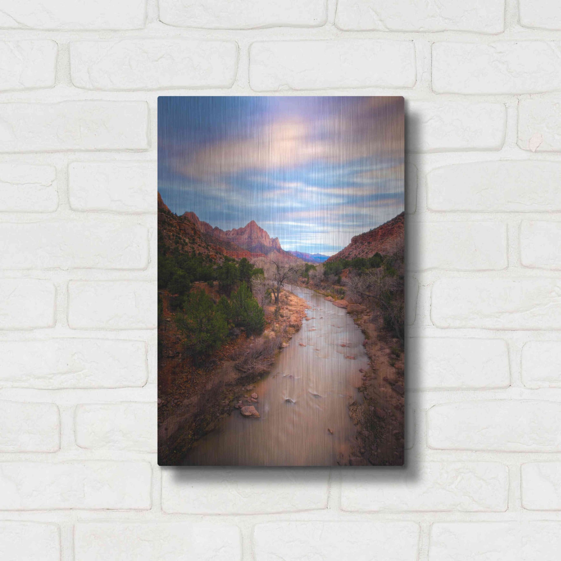 Luxe Metal Art 'Zion River Vert' by Thomas Haney, Metal Wall Art,12x16