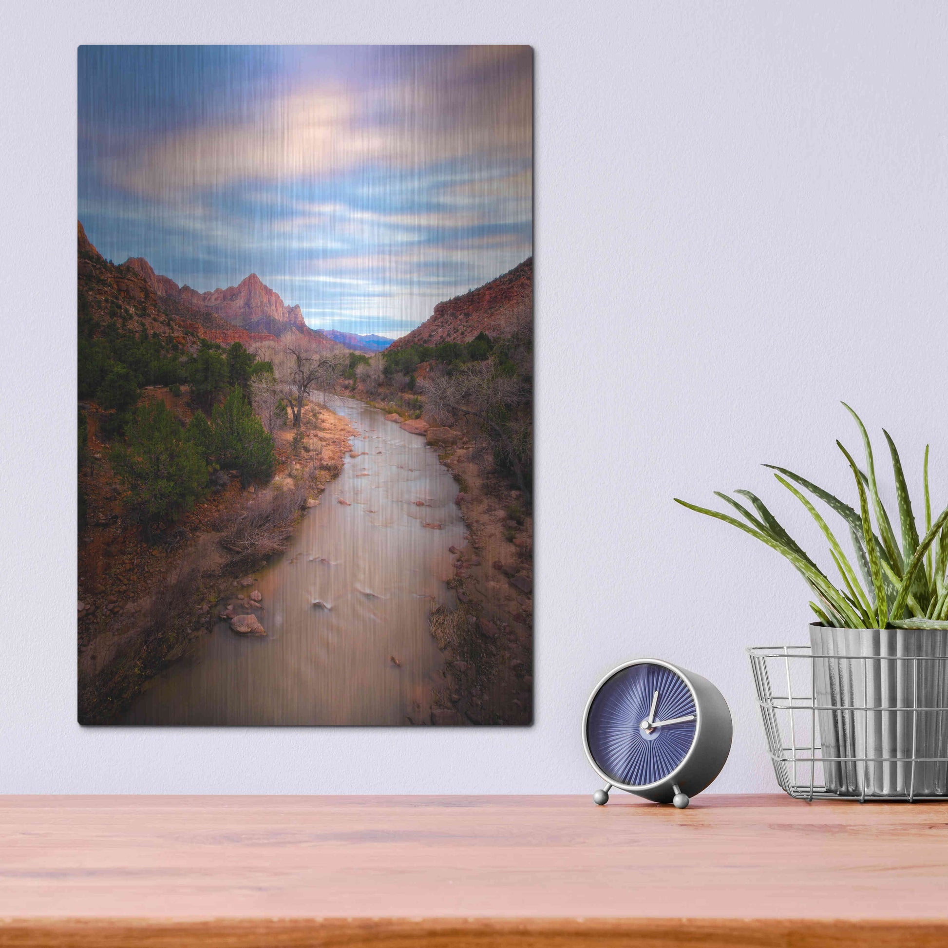 Luxe Metal Art 'Zion River Vert' by Thomas Haney, Metal Wall Art,12x16