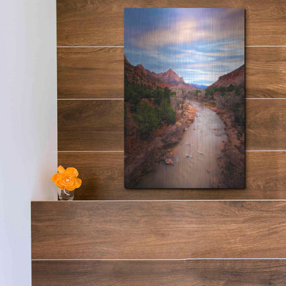 Luxe Metal Art 'Zion River Vert' by Thomas Haney, Metal Wall Art,12x16