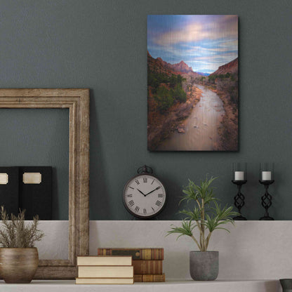 Luxe Metal Art 'Zion River Vert' by Thomas Haney, Metal Wall Art,12x16