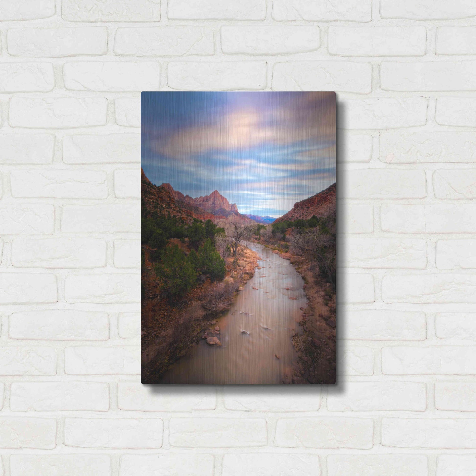 Luxe Metal Art 'Zion River Vert' by Thomas Haney, Metal Wall Art,16x24