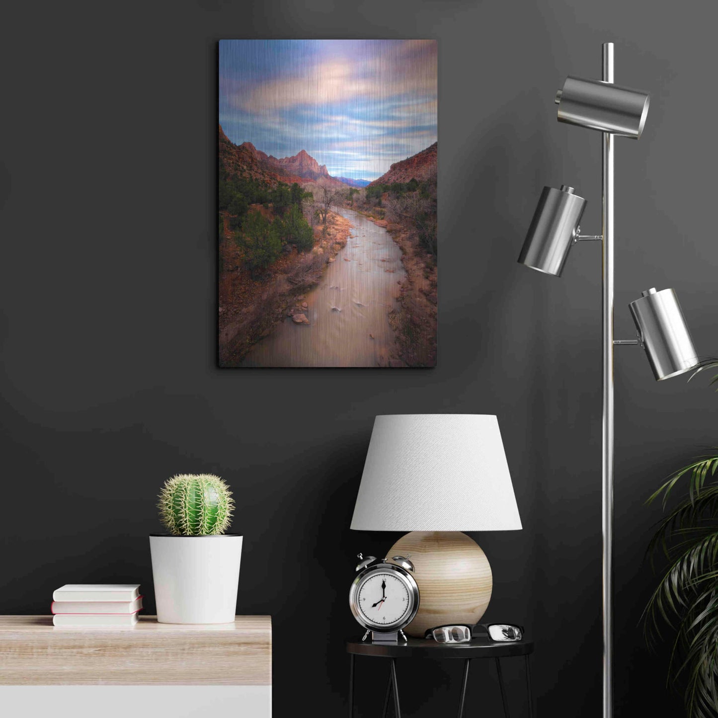 Luxe Metal Art 'Zion River Vert' by Thomas Haney, Metal Wall Art,16x24