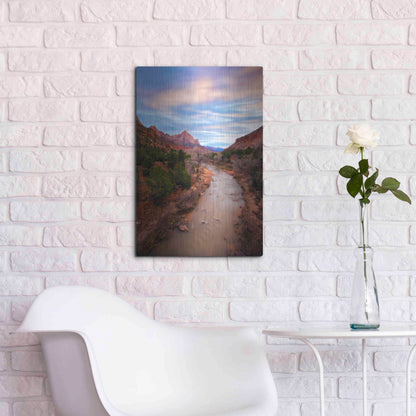 Luxe Metal Art 'Zion River Vert' by Thomas Haney, Metal Wall Art,16x24