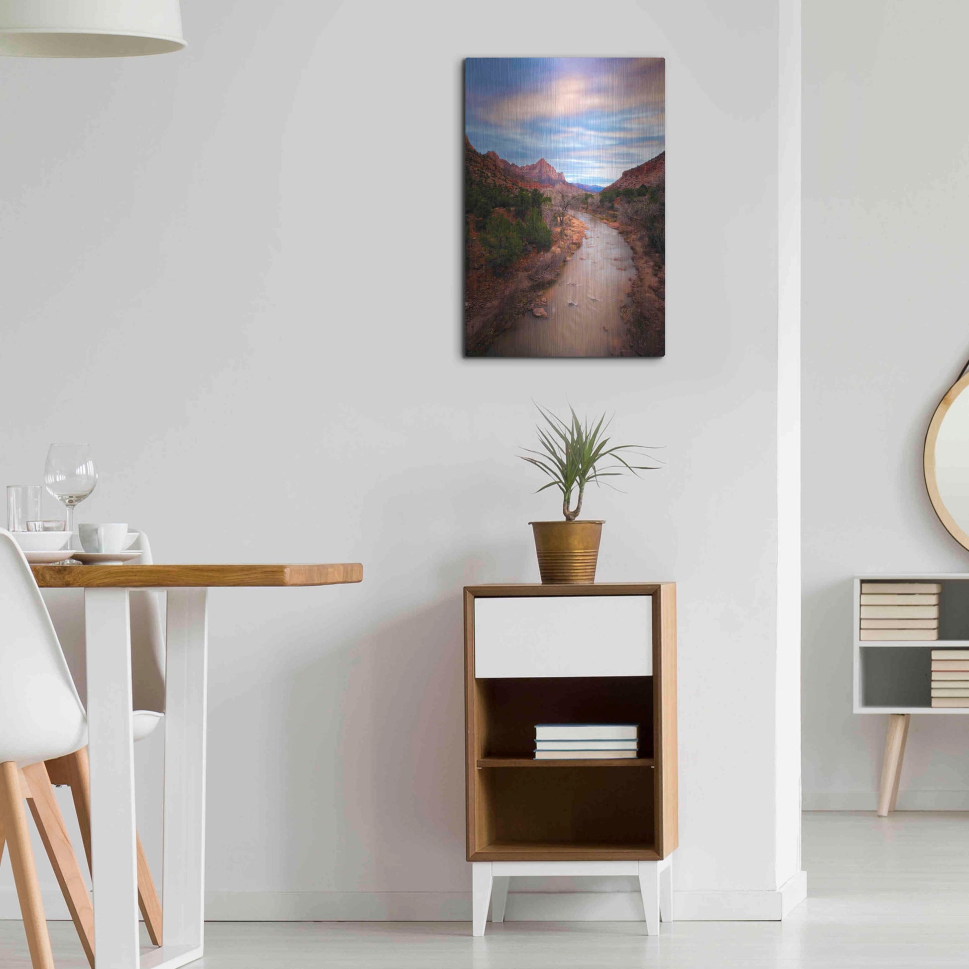 Luxe Metal Art 'Zion River Vert' by Thomas Haney, Metal Wall Art,16x24