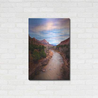 Luxe Metal Art 'Zion River Vert' by Thomas Haney, Metal Wall Art,24x36