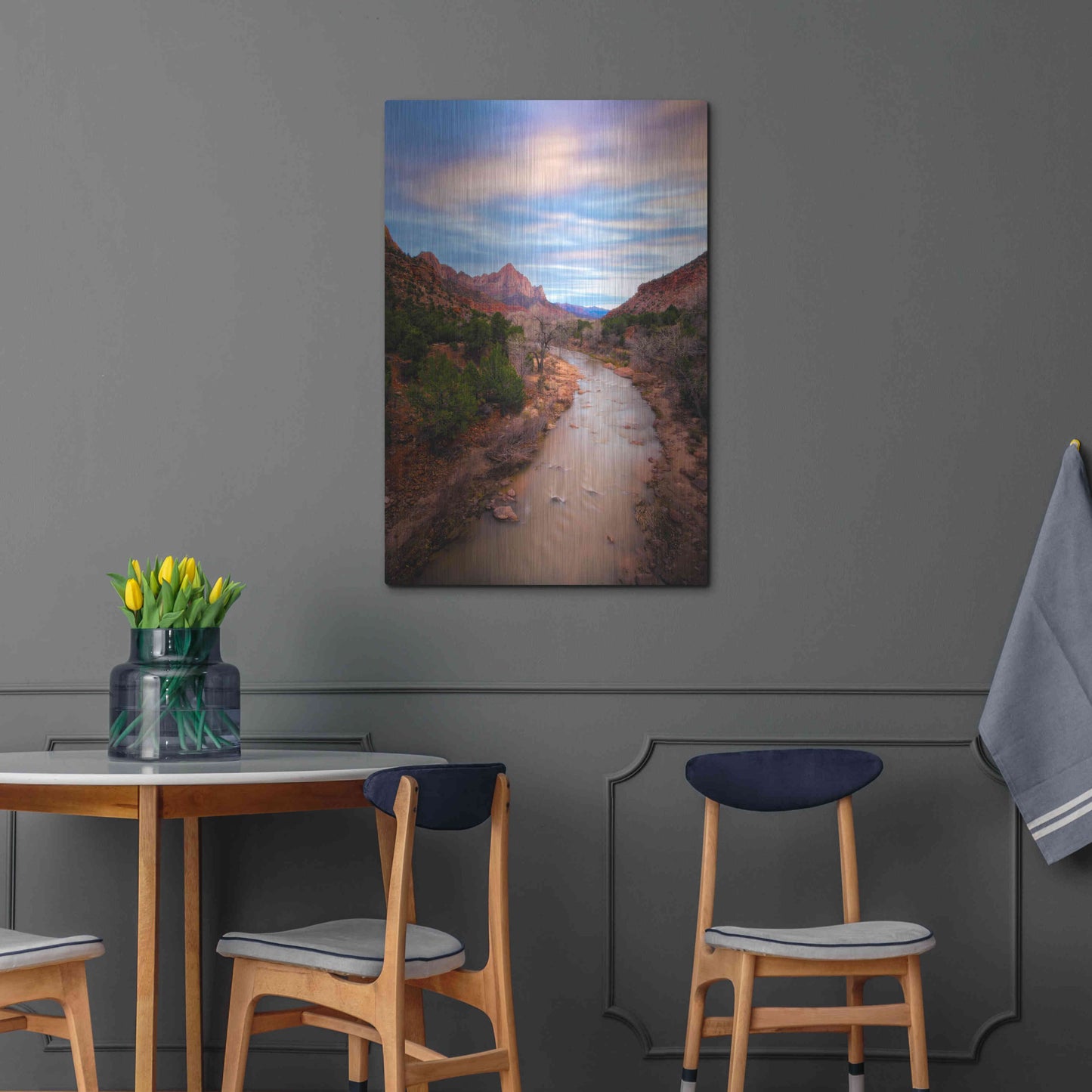 Luxe Metal Art 'Zion River Vert' by Thomas Haney, Metal Wall Art,24x36