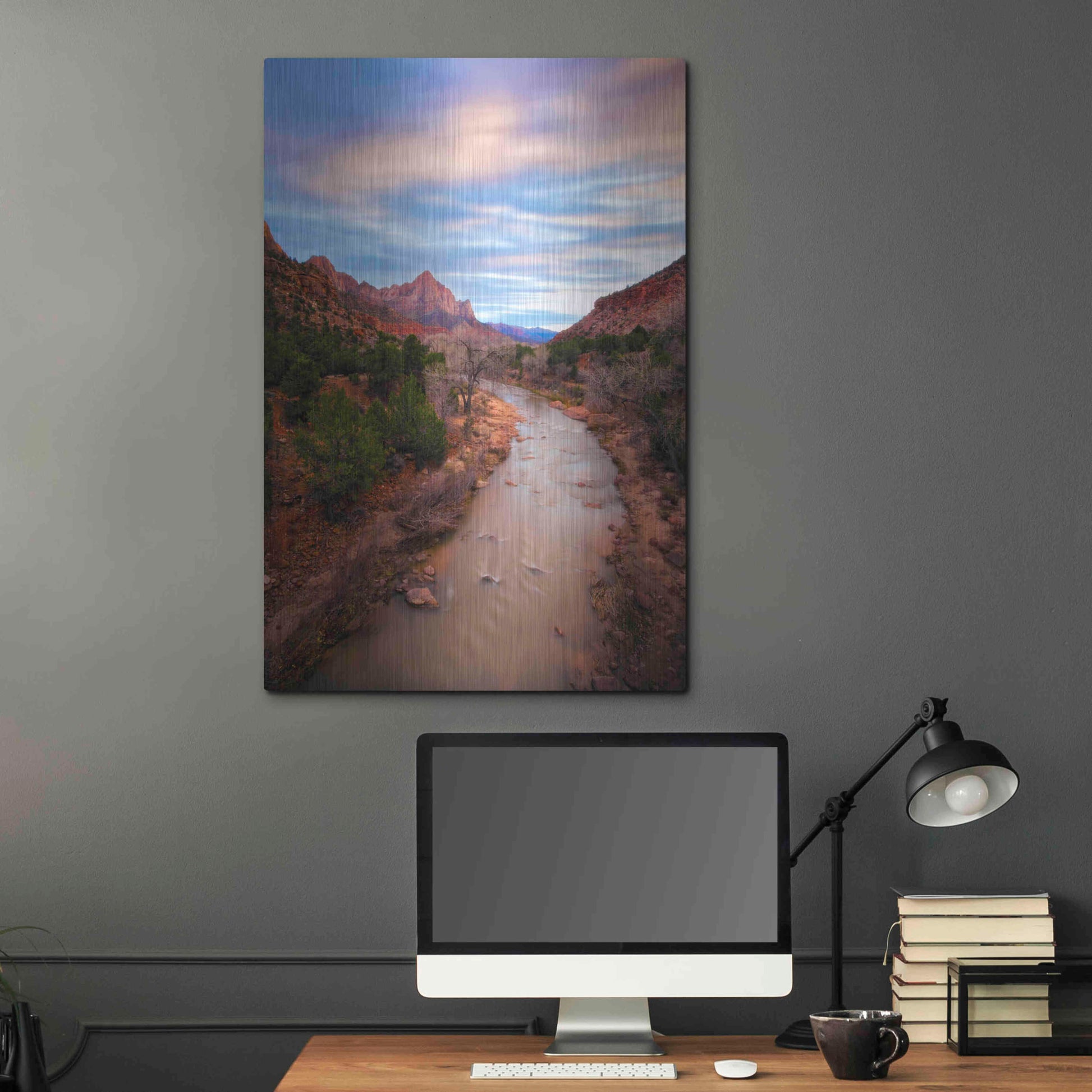 Luxe Metal Art 'Zion River Vert' by Thomas Haney, Metal Wall Art,24x36