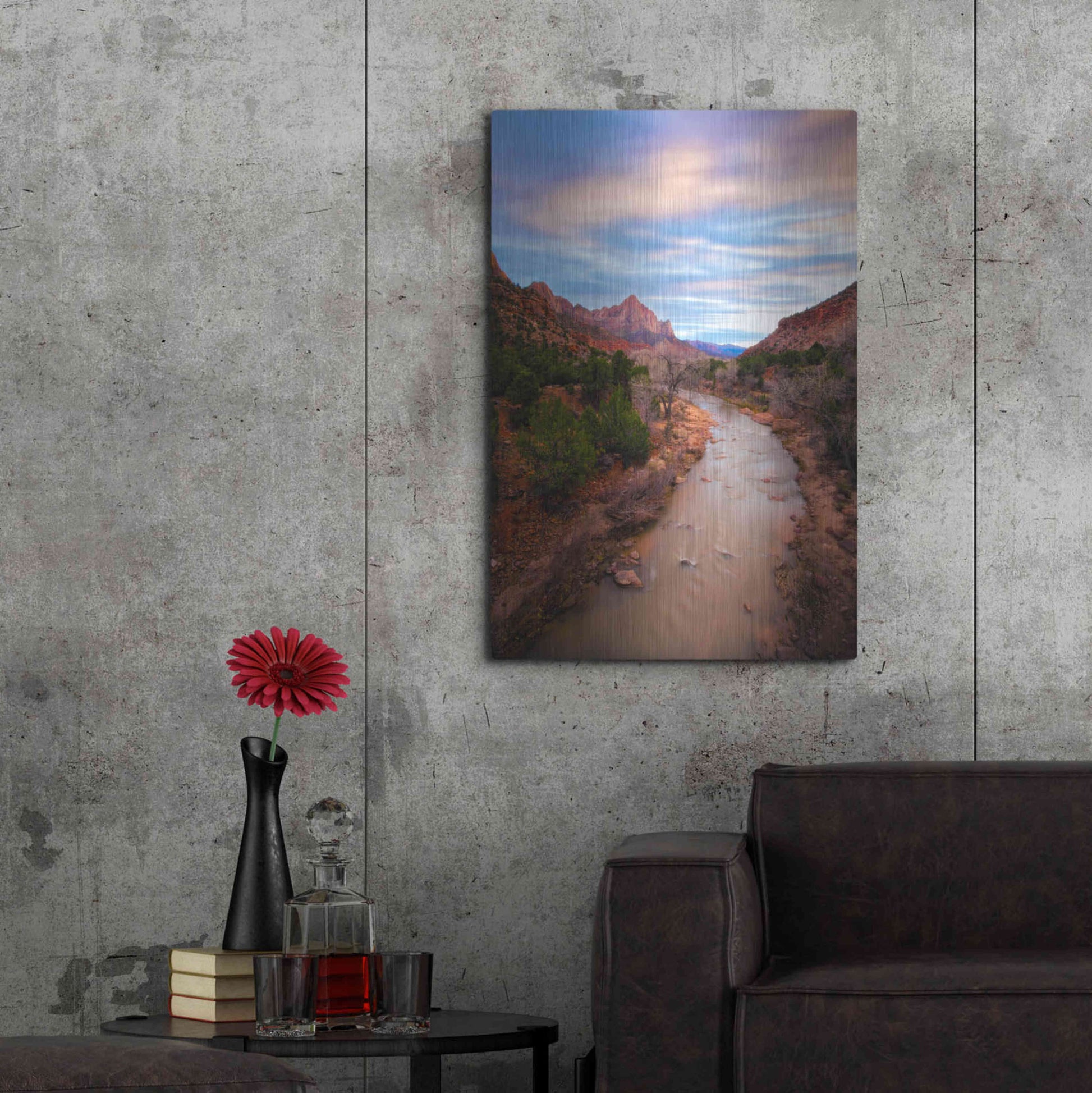 Luxe Metal Art 'Zion River Vert' by Thomas Haney, Metal Wall Art,24x36