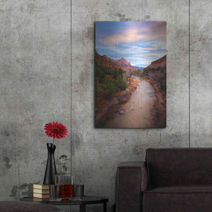 Luxe Metal Art 'Zion River Vert' by Thomas Haney, Metal Wall Art,24x36