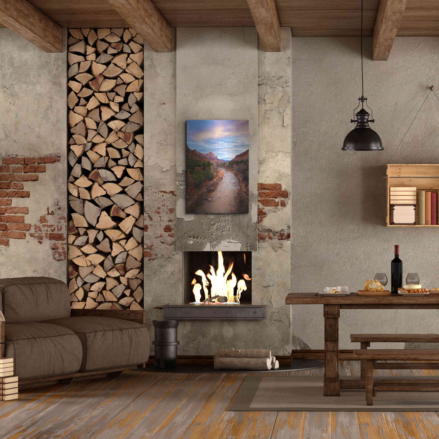 Luxe Metal Art 'Zion River Vert' by Thomas Haney, Metal Wall Art,24x36