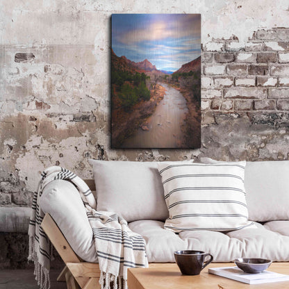 Luxe Metal Art 'Zion River Vert' by Thomas Haney, Metal Wall Art,24x36