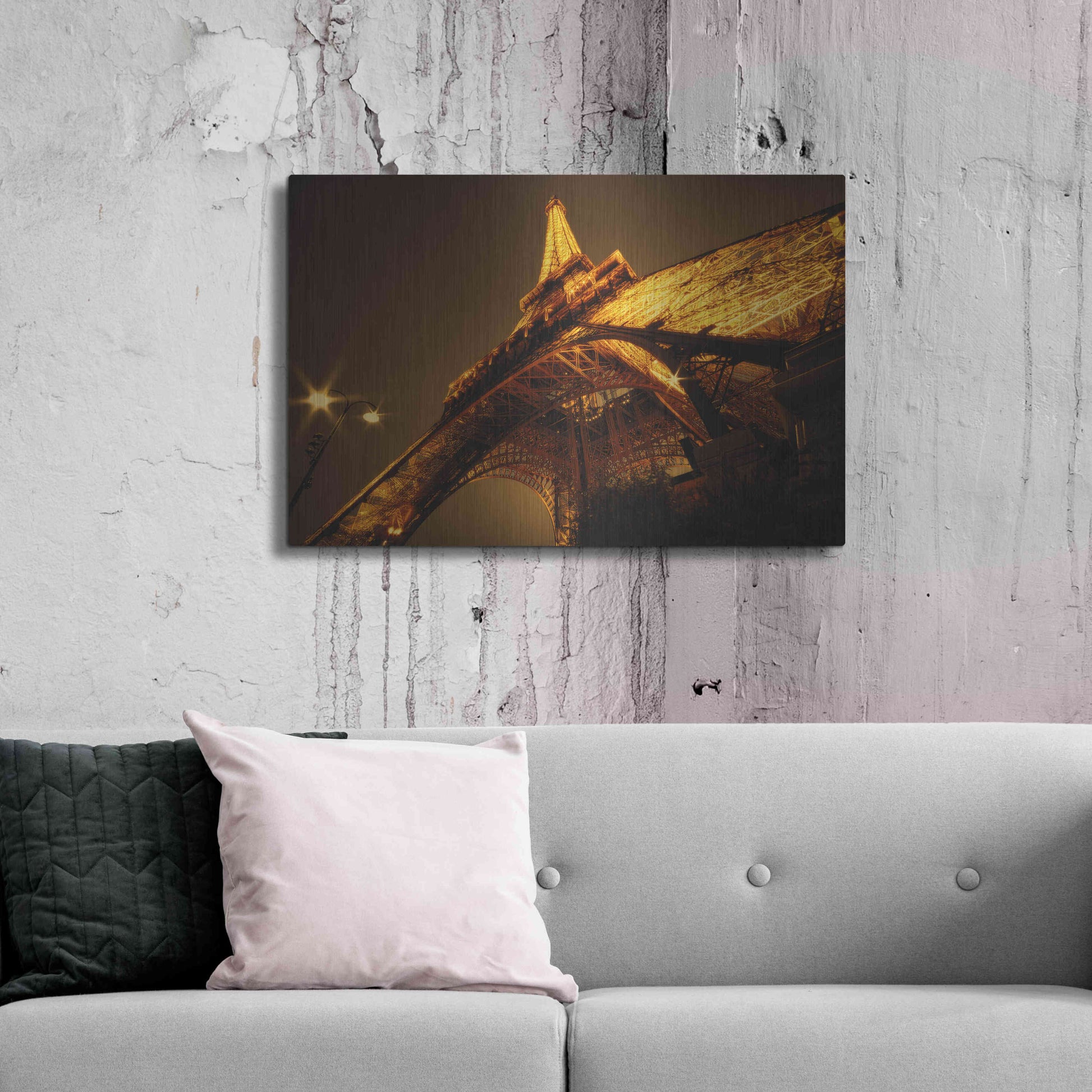 Luxe Metal Art 'Side Effect Eiffel' by Sebastien Lory, Metal Wall Art,36x24