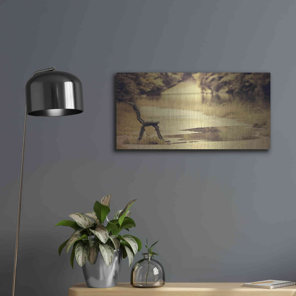 'After the Rain' by Sebastien Lory – Metal Wall Art, 24x12 room view
