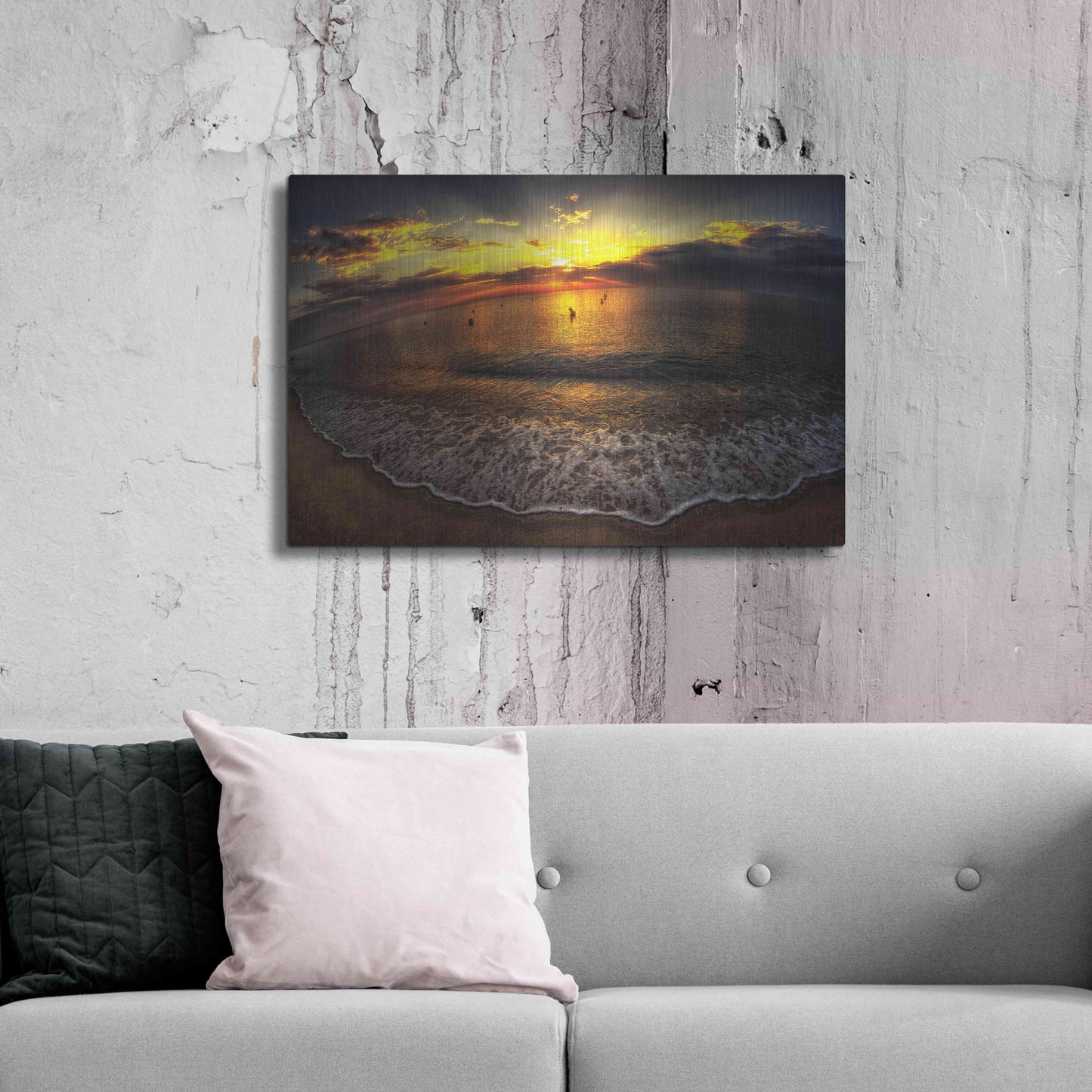 Luxe Metal Art 'Another Day In Paradise' by Sebastien Lory, Metal Wall Art,36x24