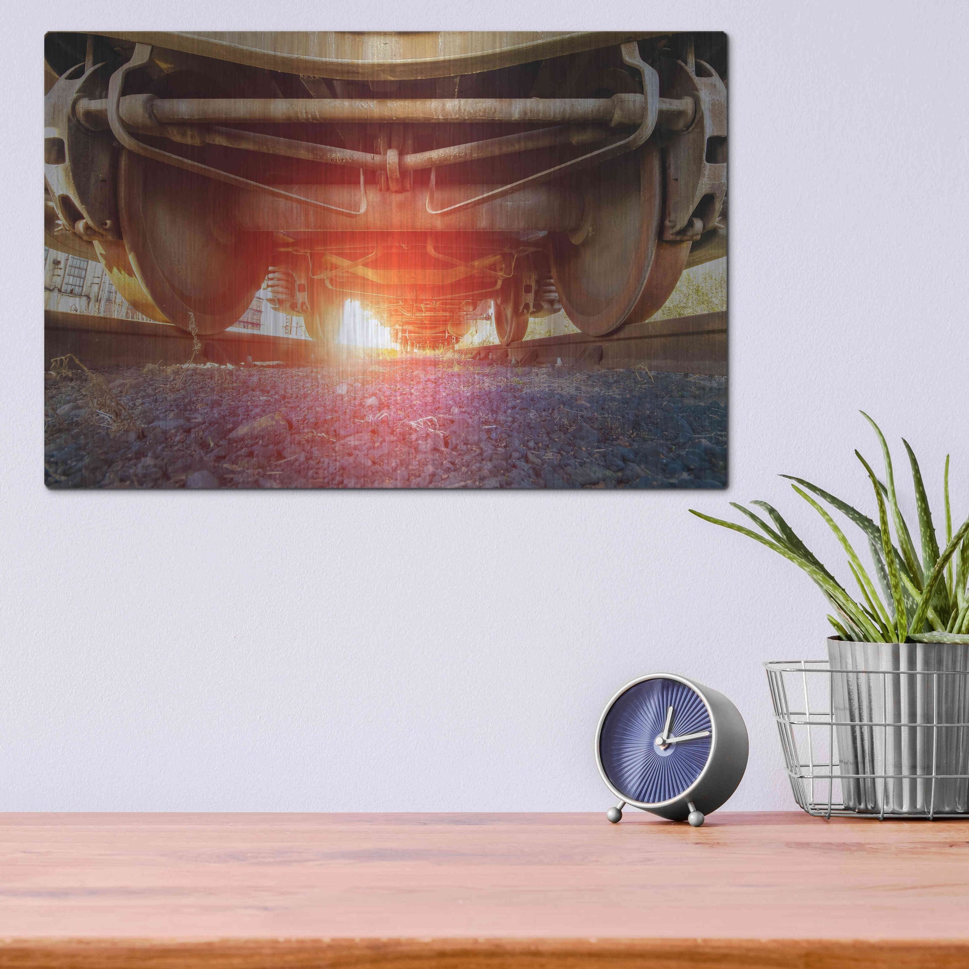 Luxe Metal Art 'Atomic Train' by Sebastien Lory, Metal Wall Art,16x12