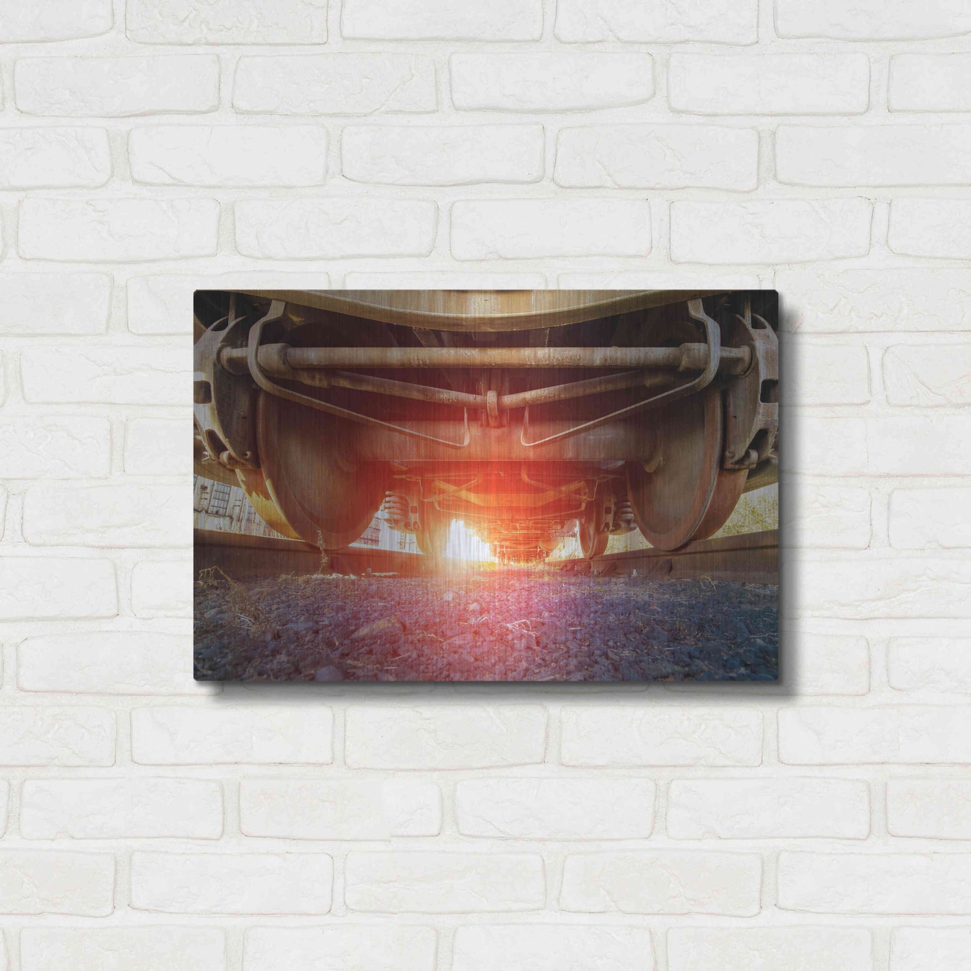 Luxe Metal Art 'Atomic Train' by Sebastien Lory, Metal Wall Art,24x16